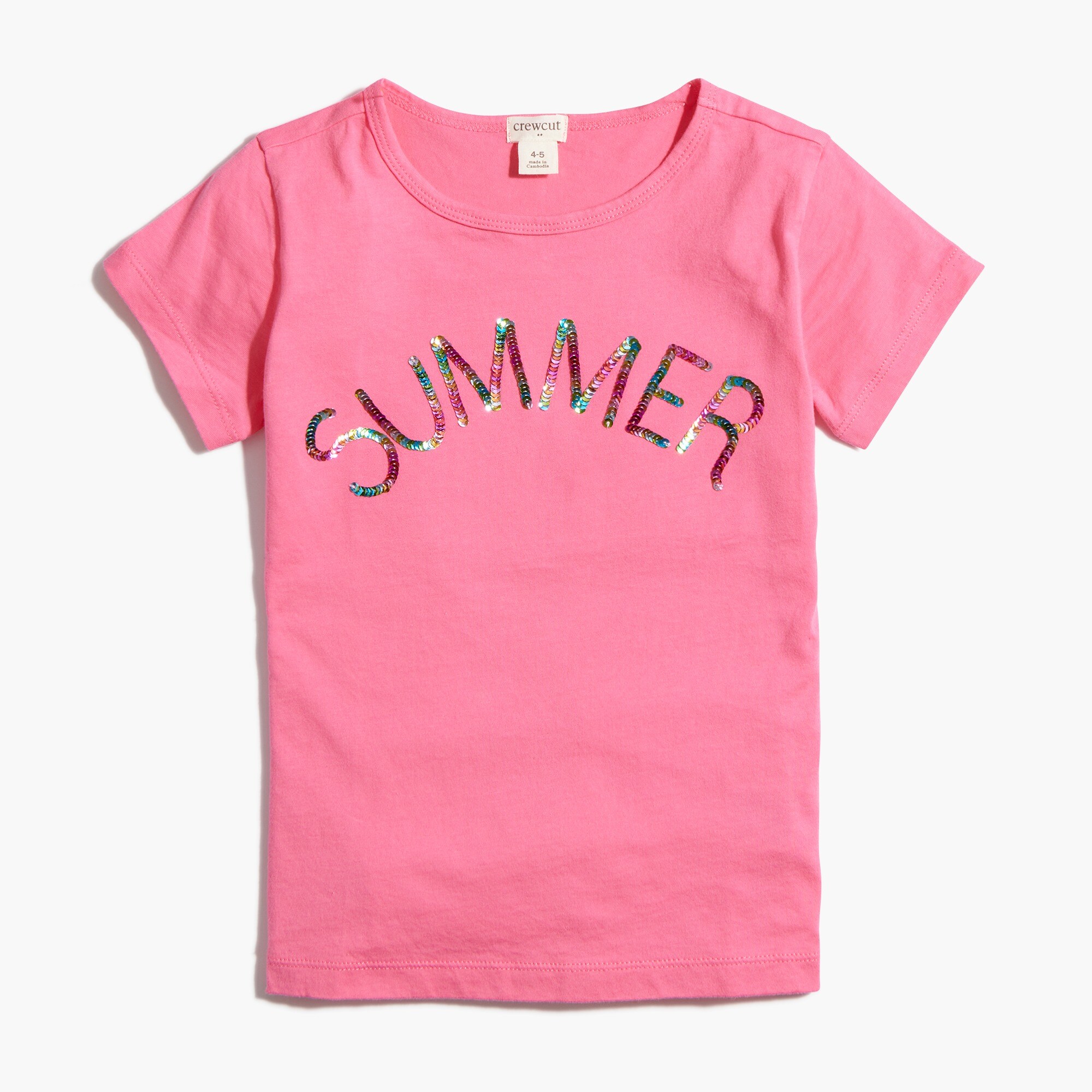 Girls' sequined "summer" graphic tee