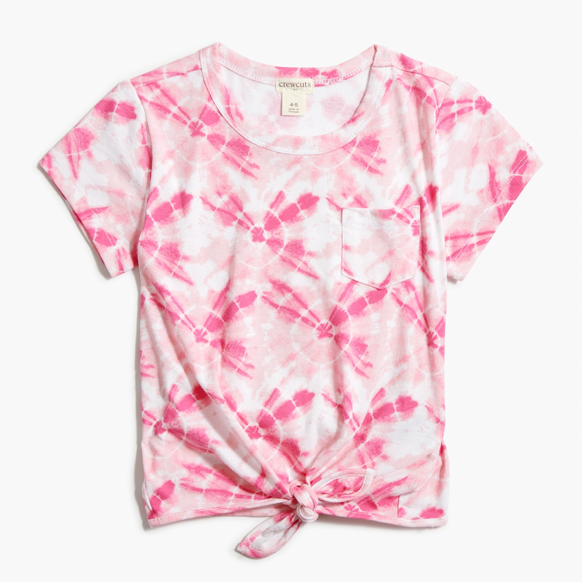 Girls' short-sleeve tie-front tie-dyed tee
