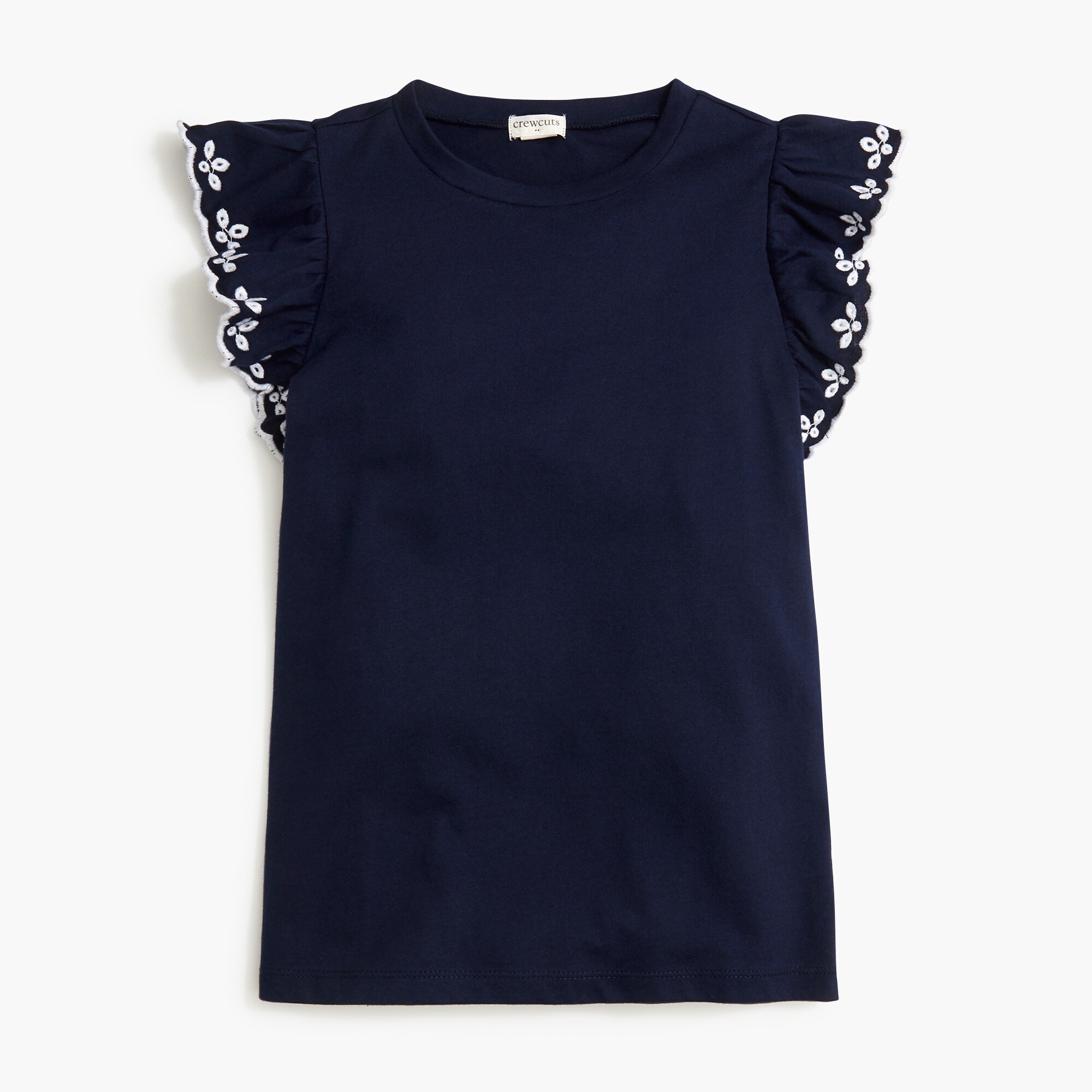 Girls' eyelet flutter tee