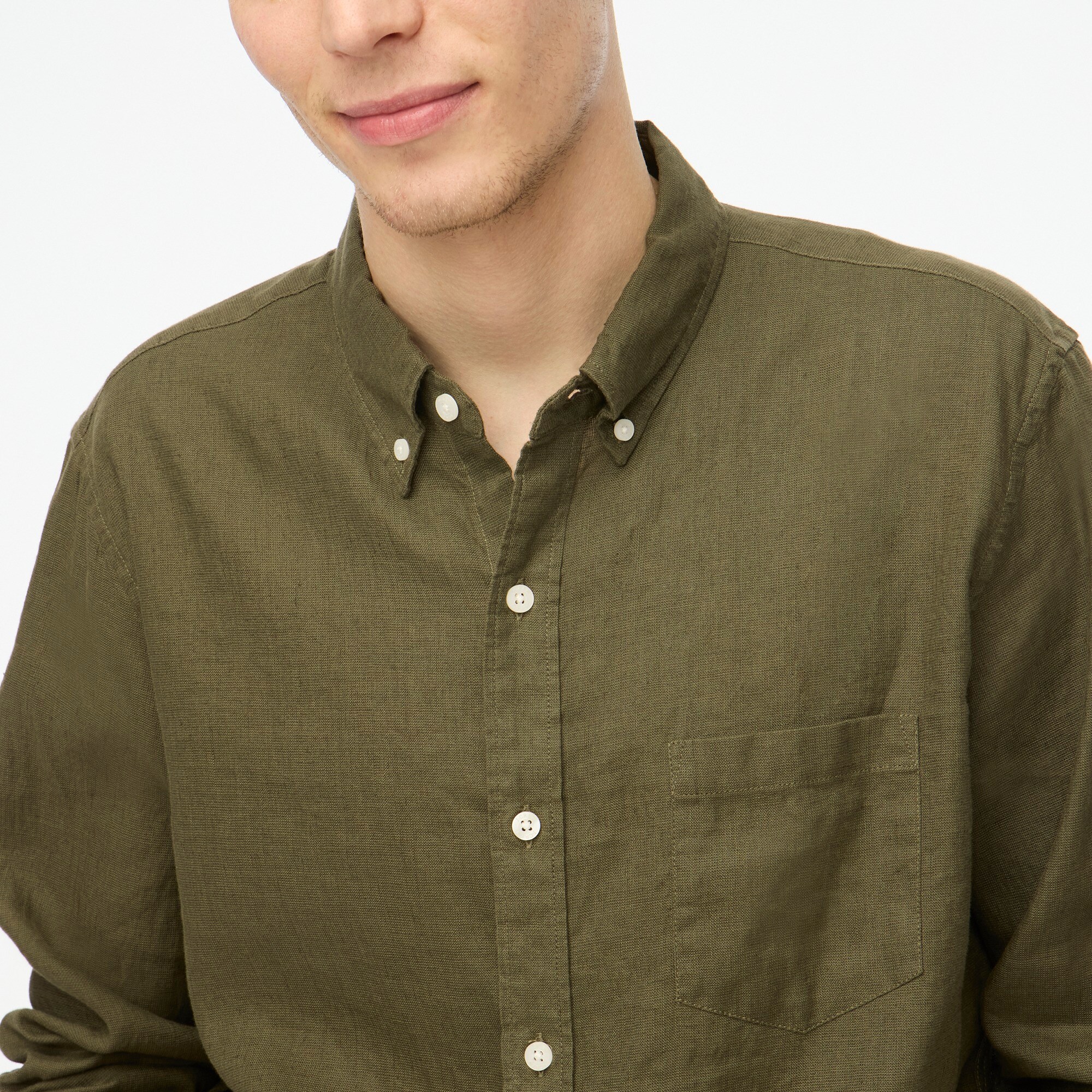 Slim linen-blend shirt