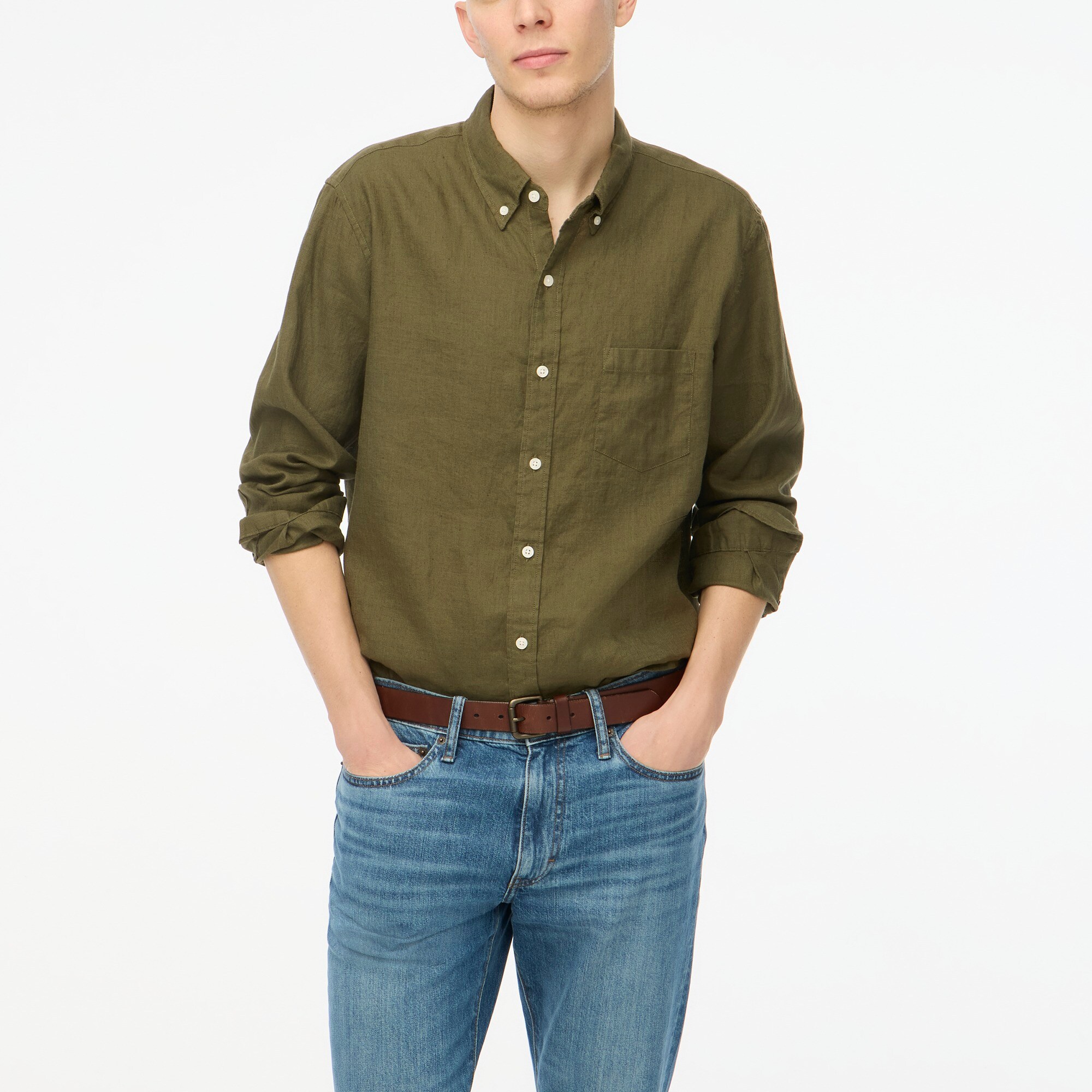 Slim linen-blend shirt