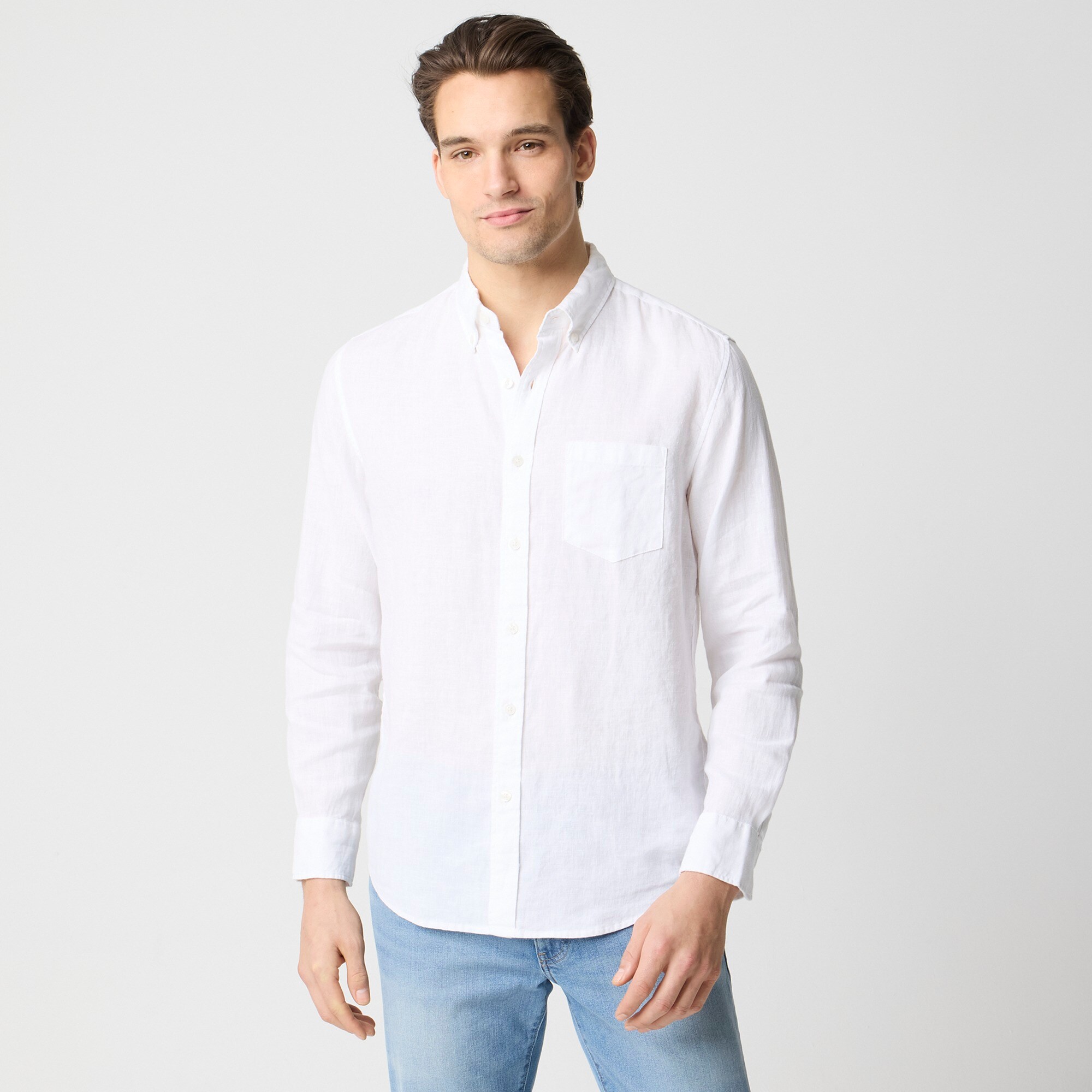 mens Slim linen-blend shirt