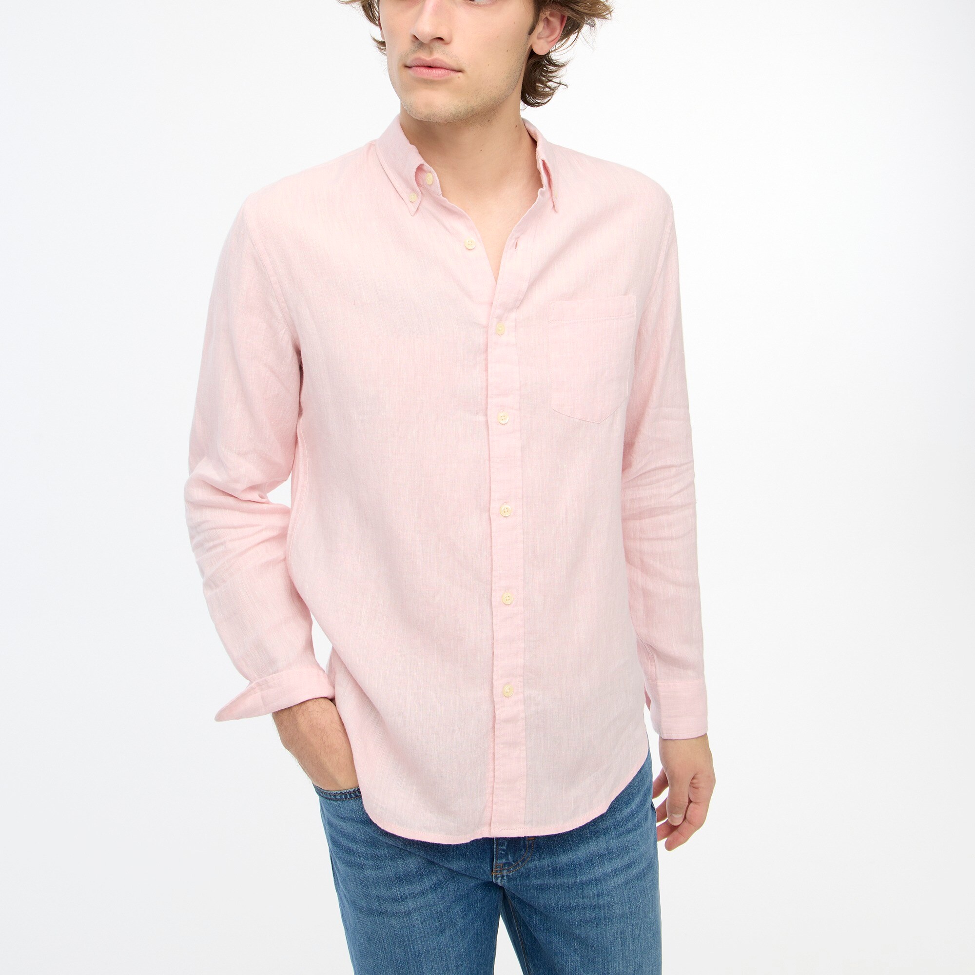 Slim linen-cotton shirt