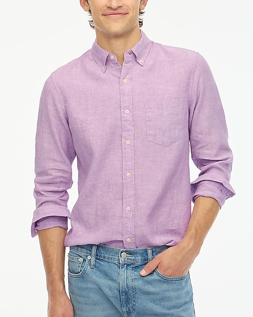  Slim linen-blend shirt