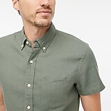 Slim short-sleeve linen-cotton shirt
