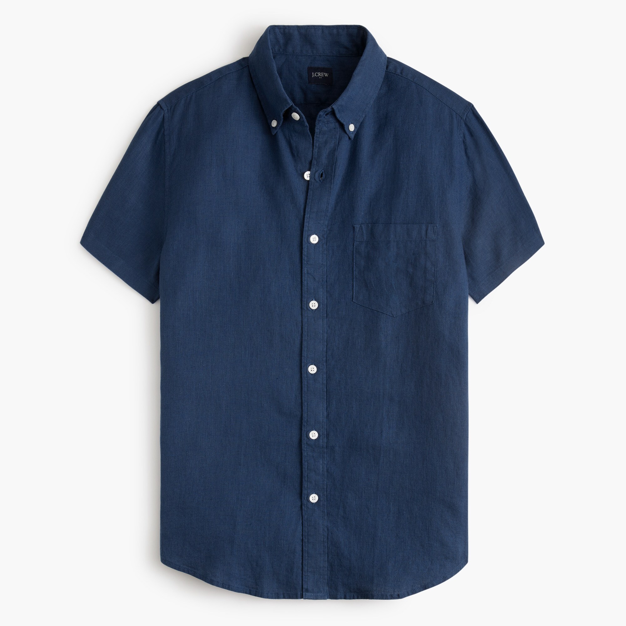 Short-sleeve linen-blend shirt