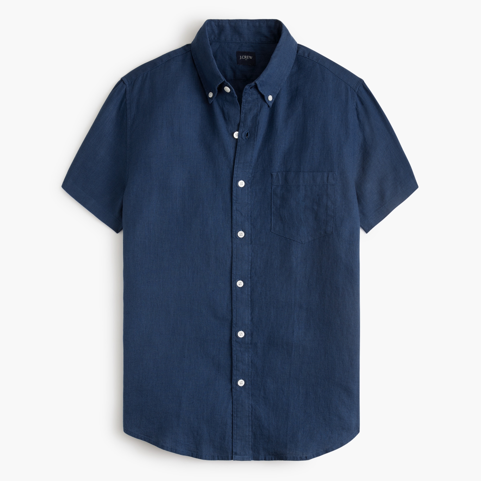 Short-sleeve linen-blend shirt