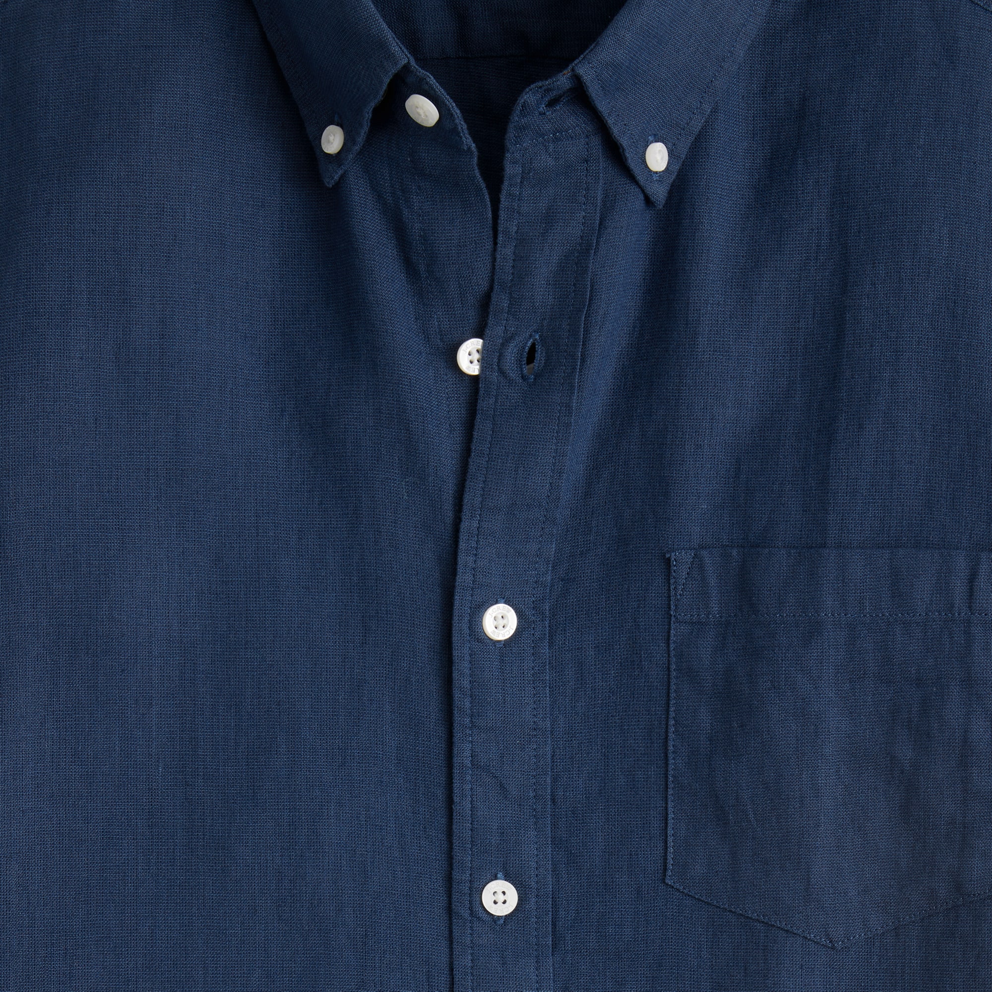 Short-sleeve linen-blend shirt