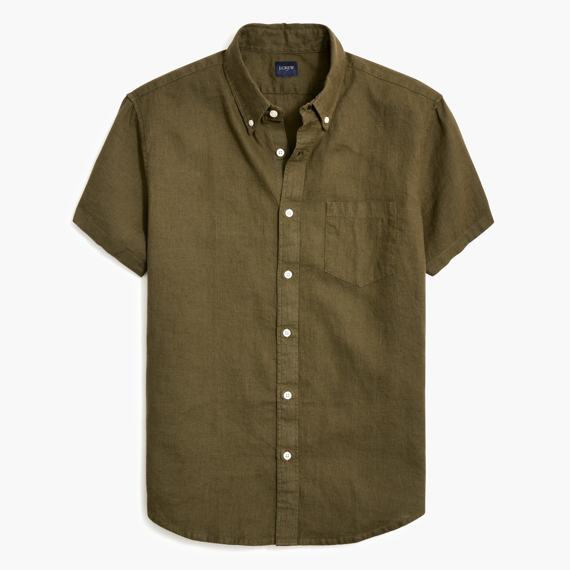 Short-sleeve linen-blend shirt