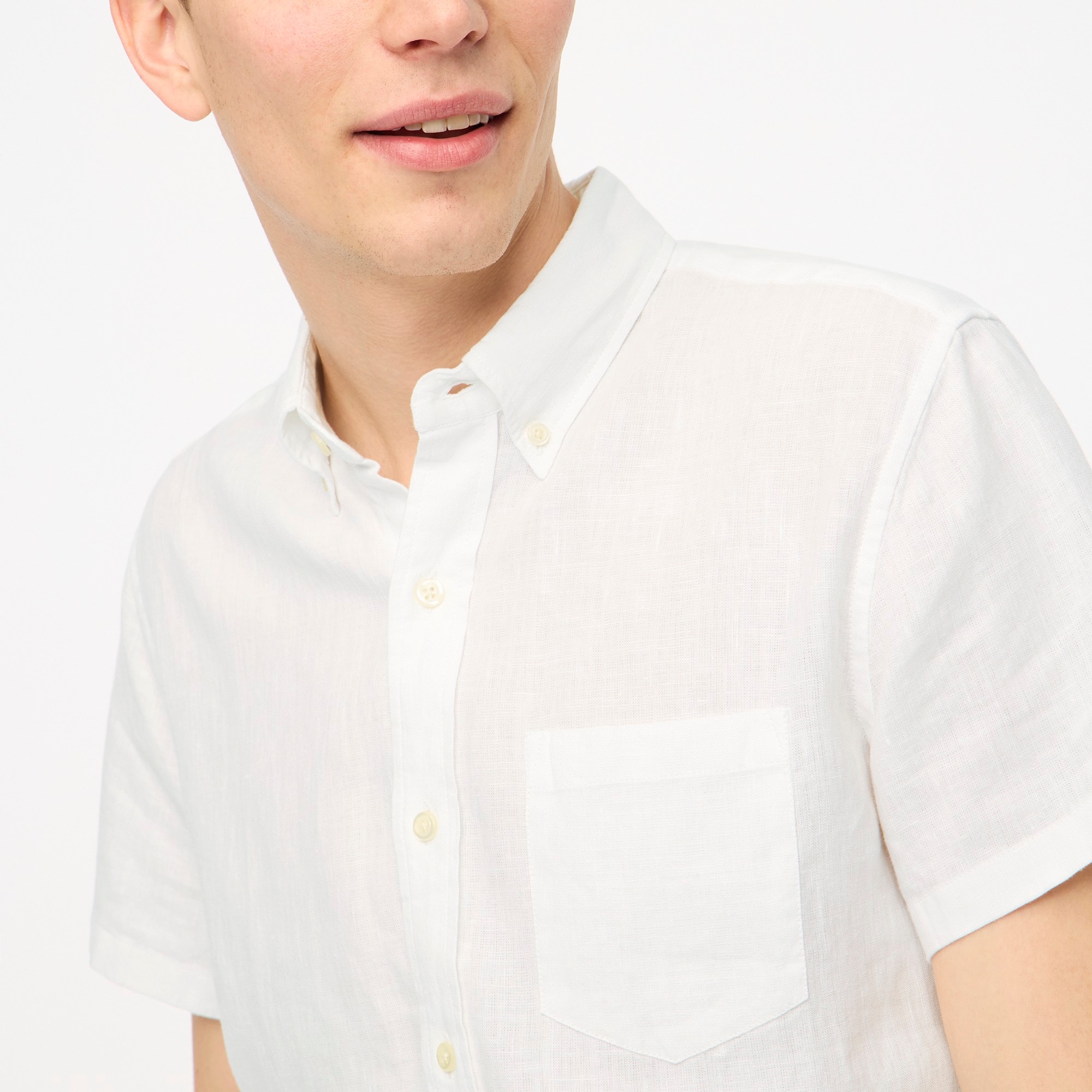 Short-sleeve linen-blend shirt