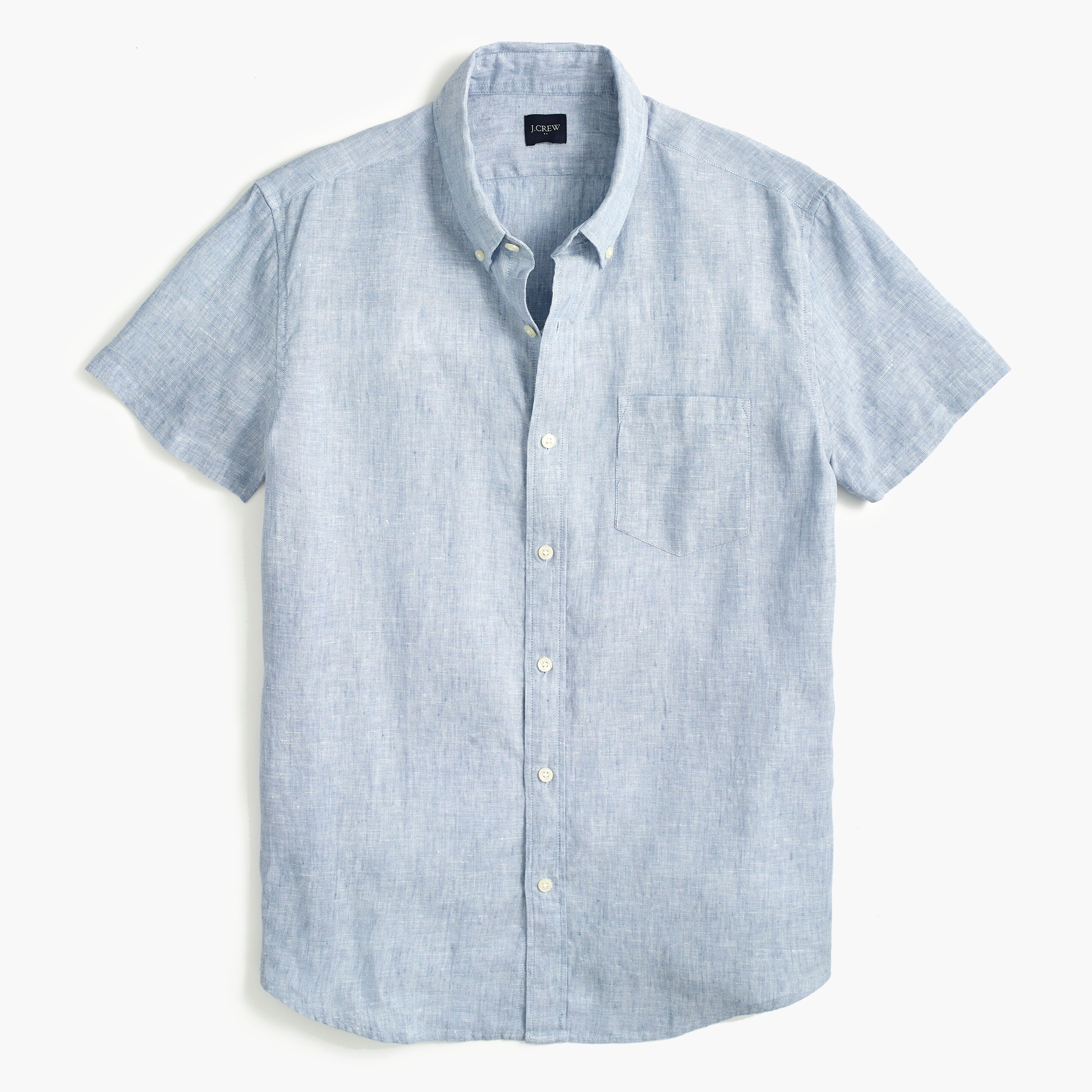 Short-sleeve linen-blend shirt