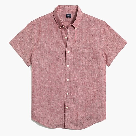 mens Slim short-sleeve linen-cotton shirt