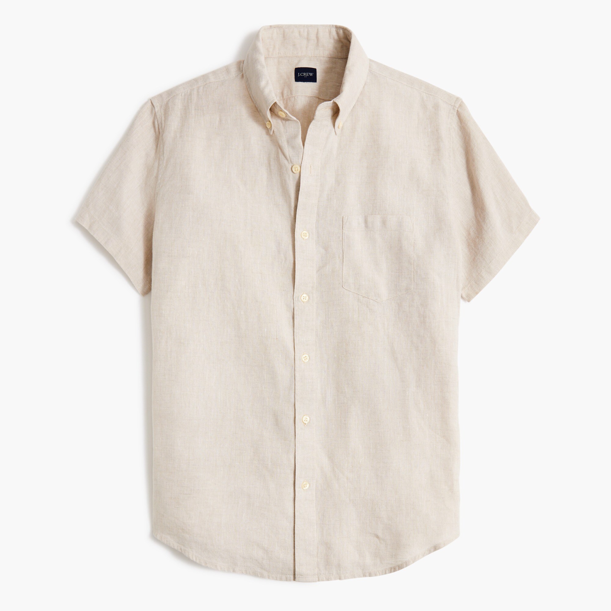 Short-sleeve linen-blend shirt