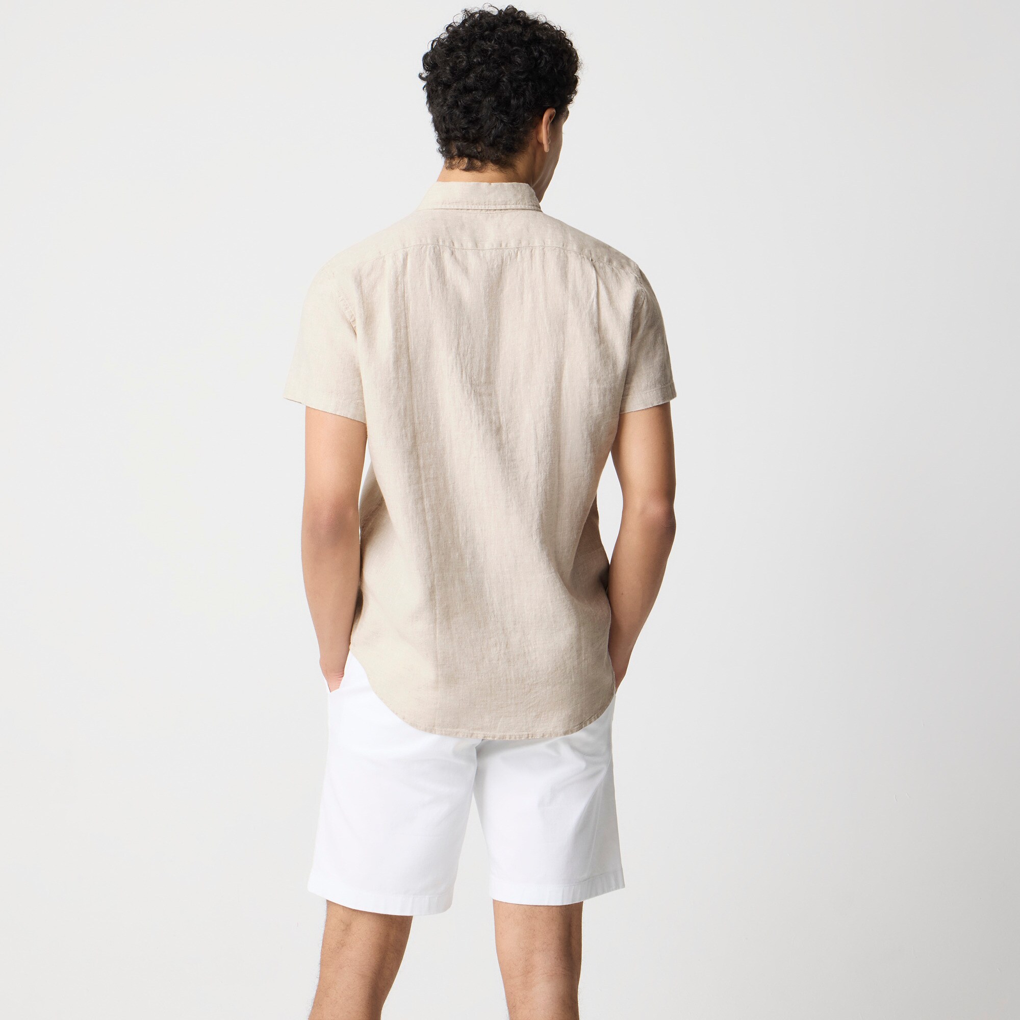 Short-sleeve linen-blend shirt