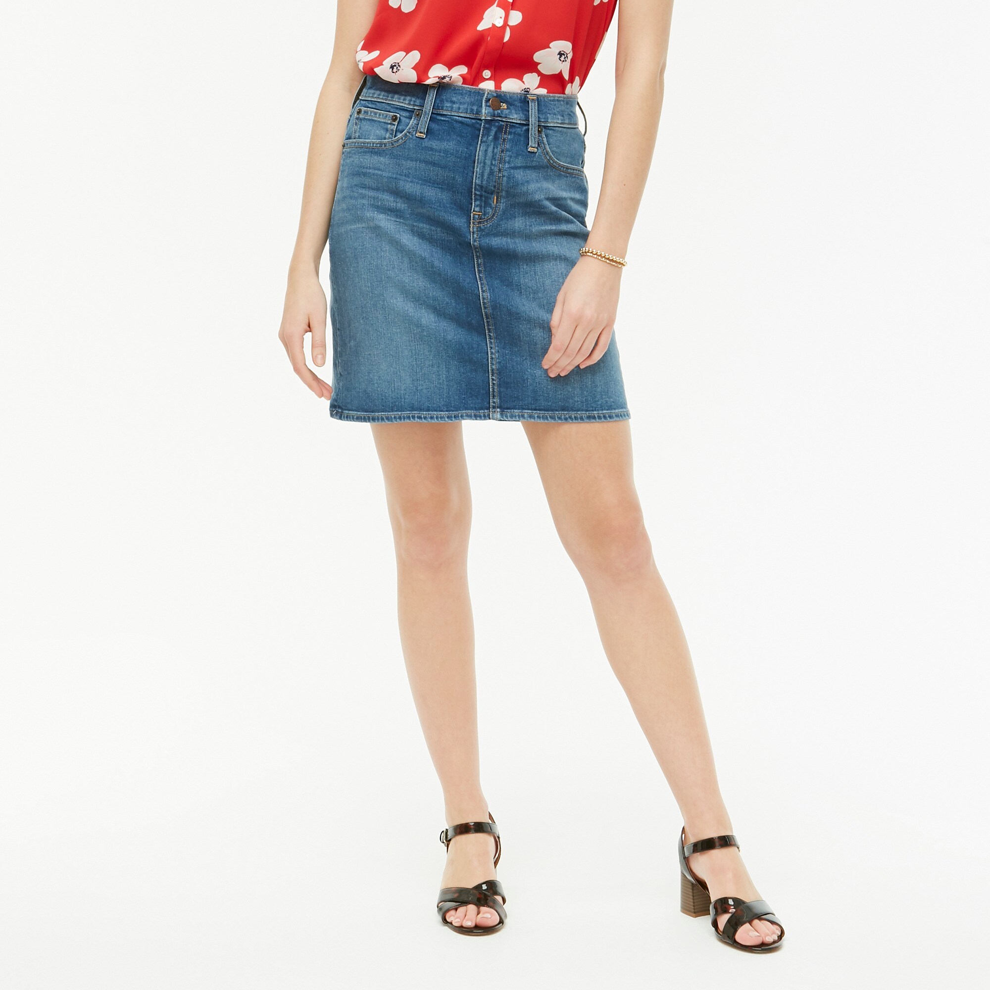 j crew stretch denim pencil skirt