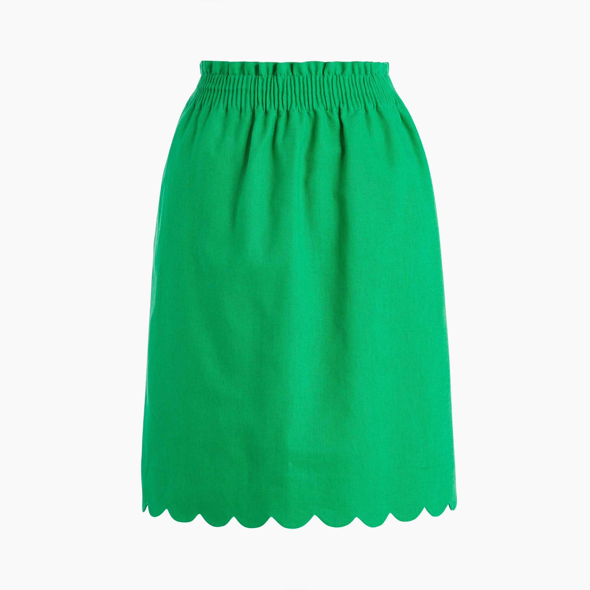 scalloped linen-cotton skirt for women
