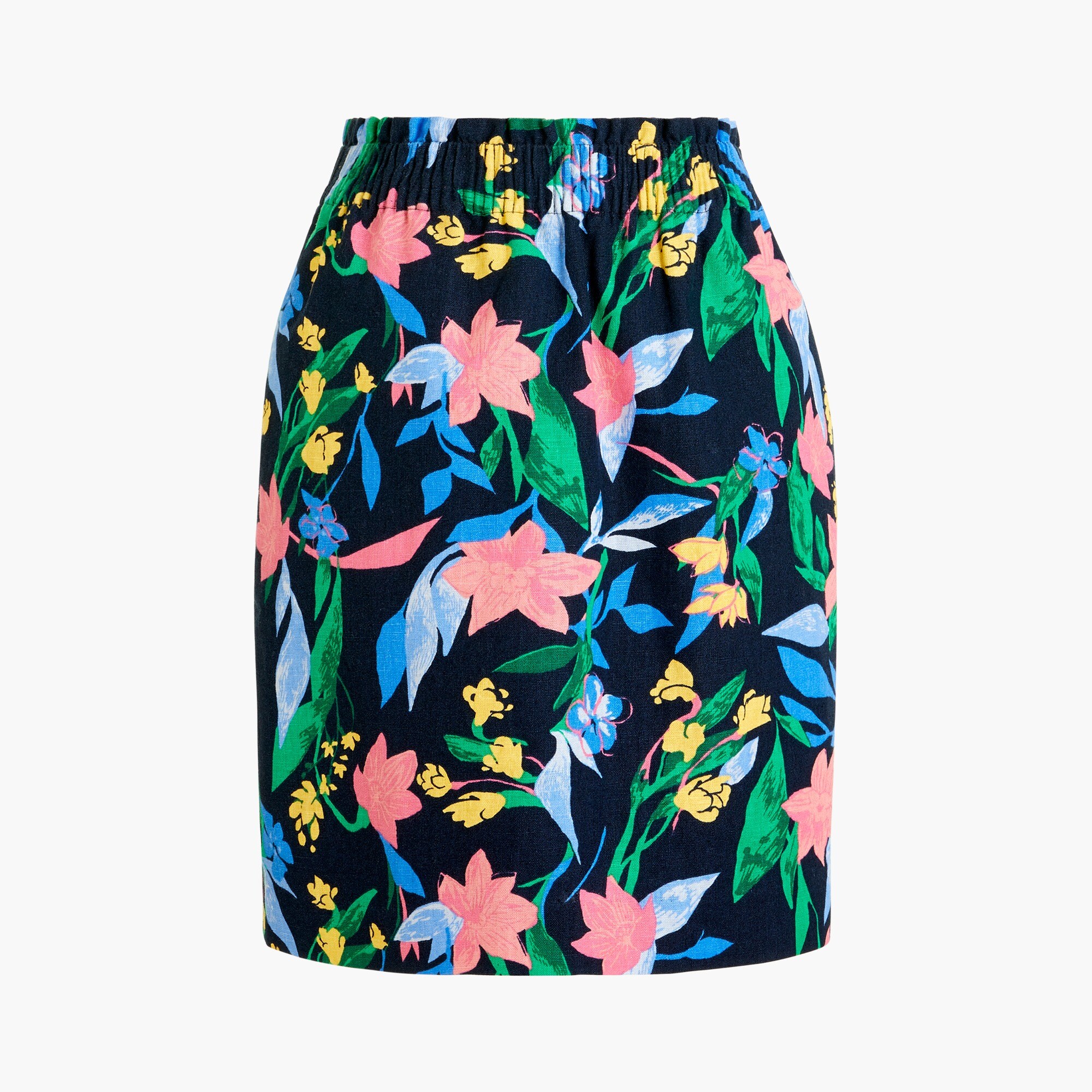 Printed linen-cotton skirt