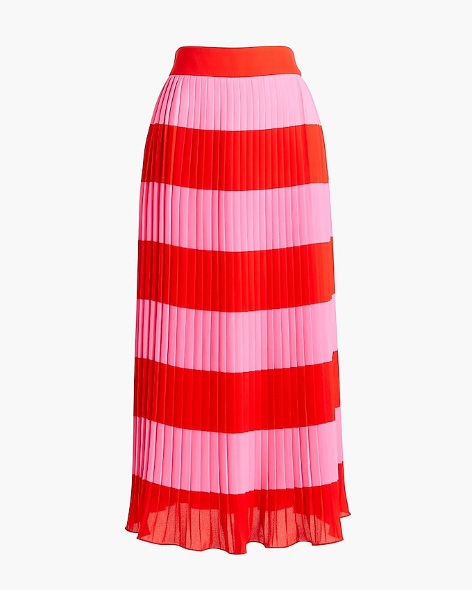 factory: pleated midi skirt in stripe for women, right side, view zoomed