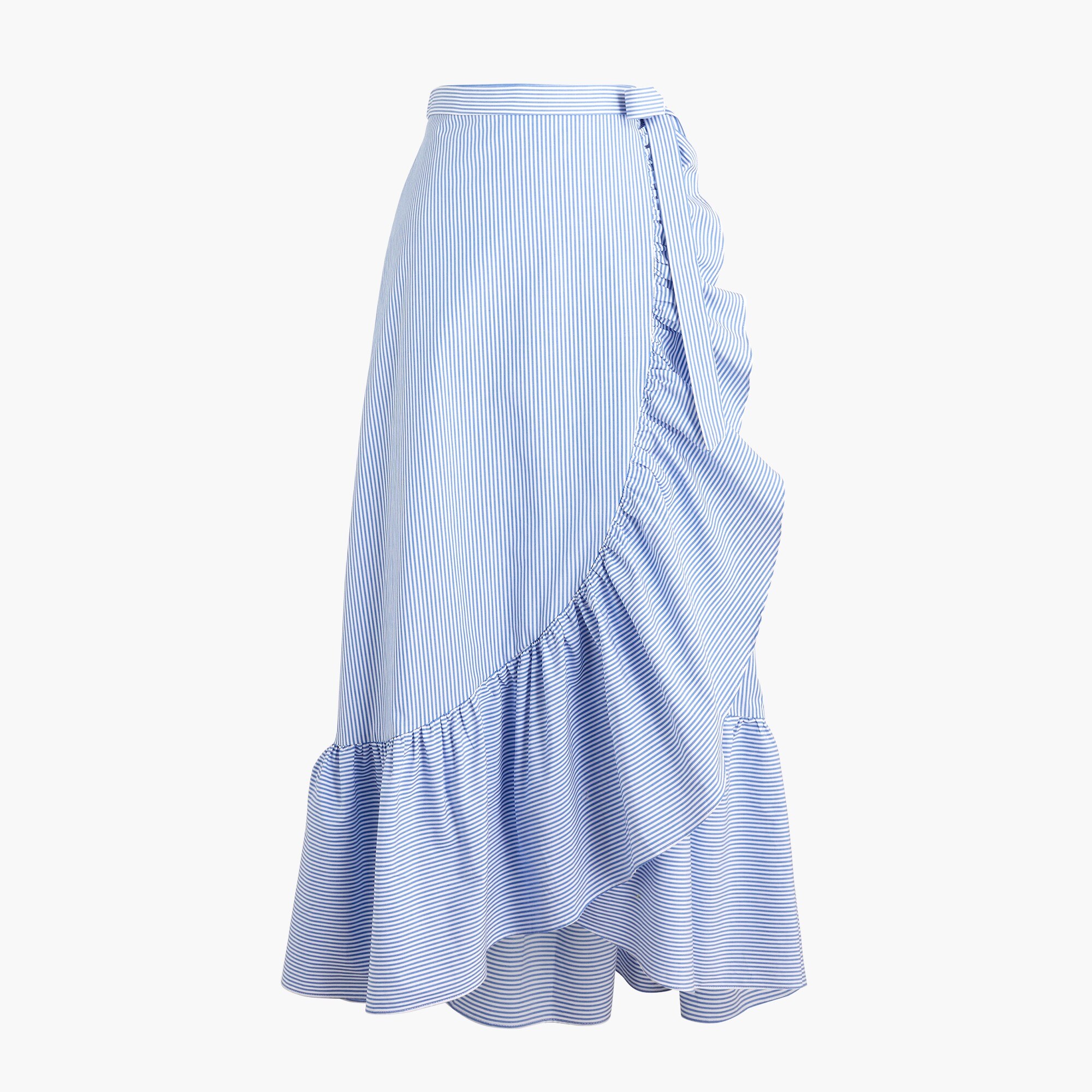 Ruffle wrap poplin midi skirt