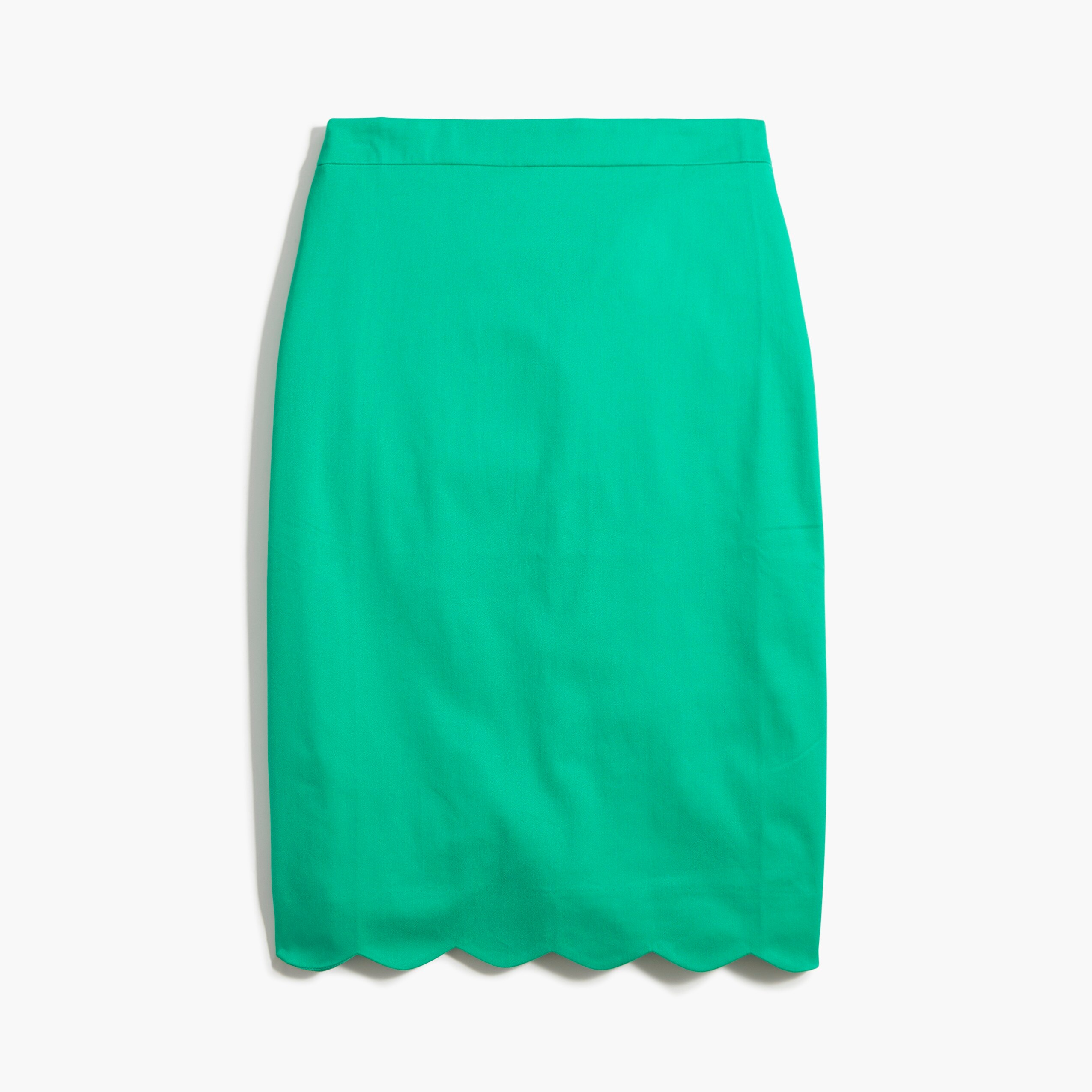 Scalloped sateen pencil skirt