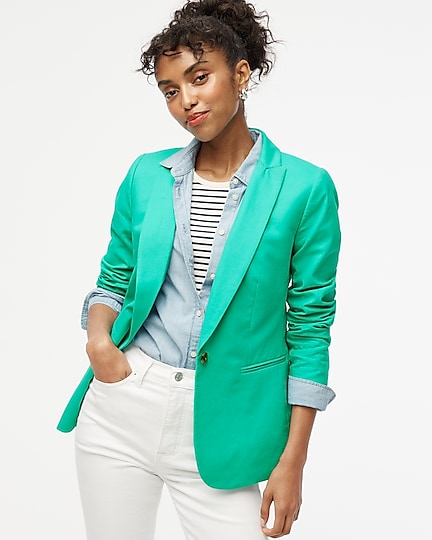 factory: linen-blend one-button blazer for women