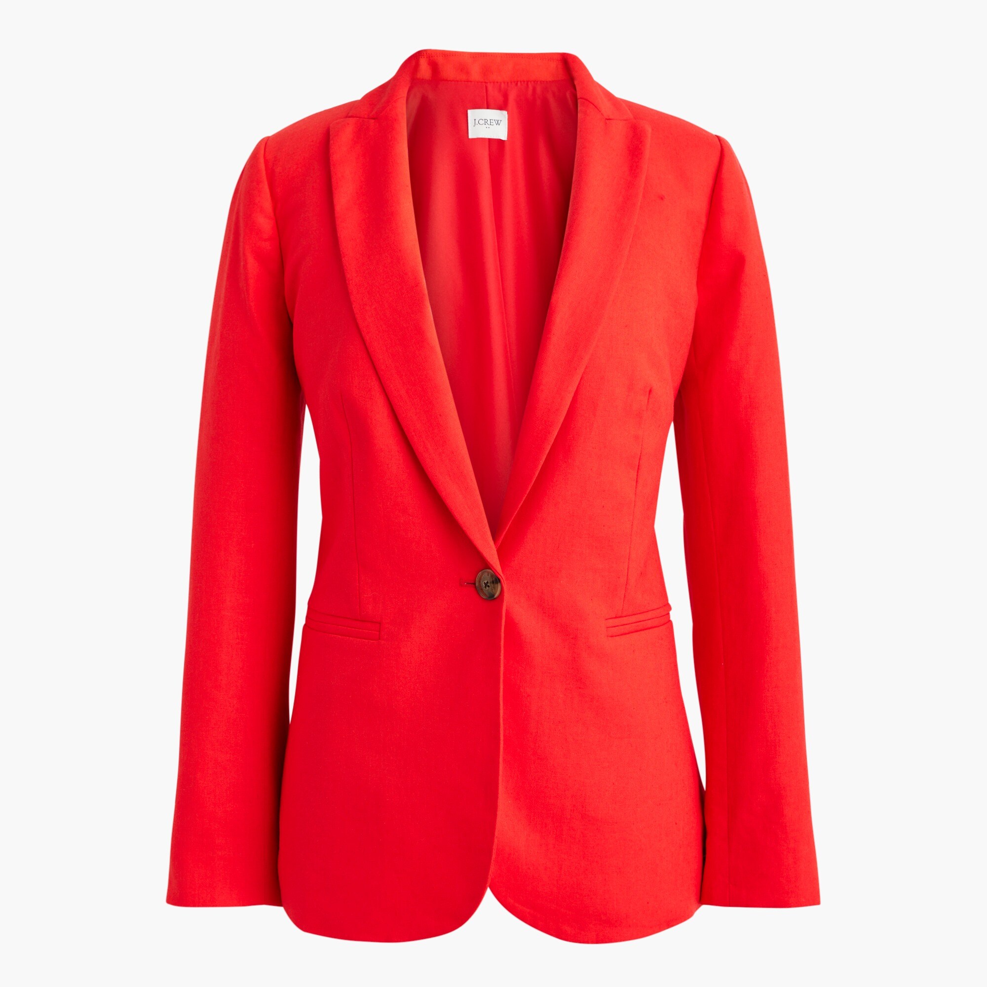 Linen-blend one-button blazer