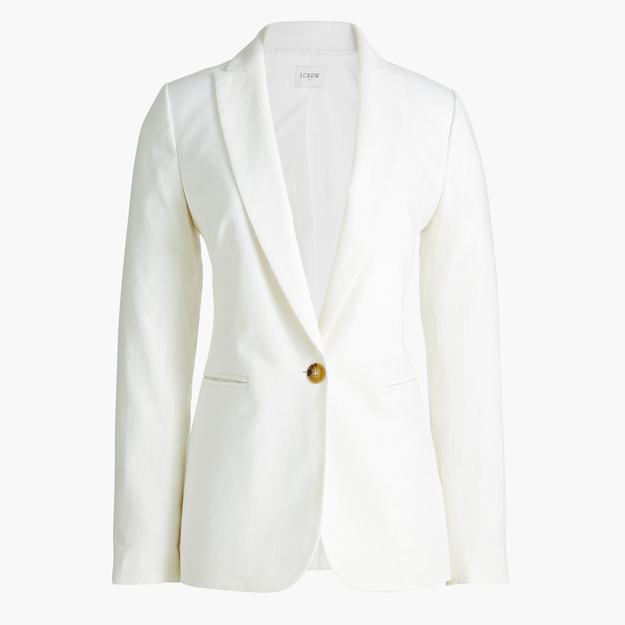 womens Petite linen-blend one-button blazer
