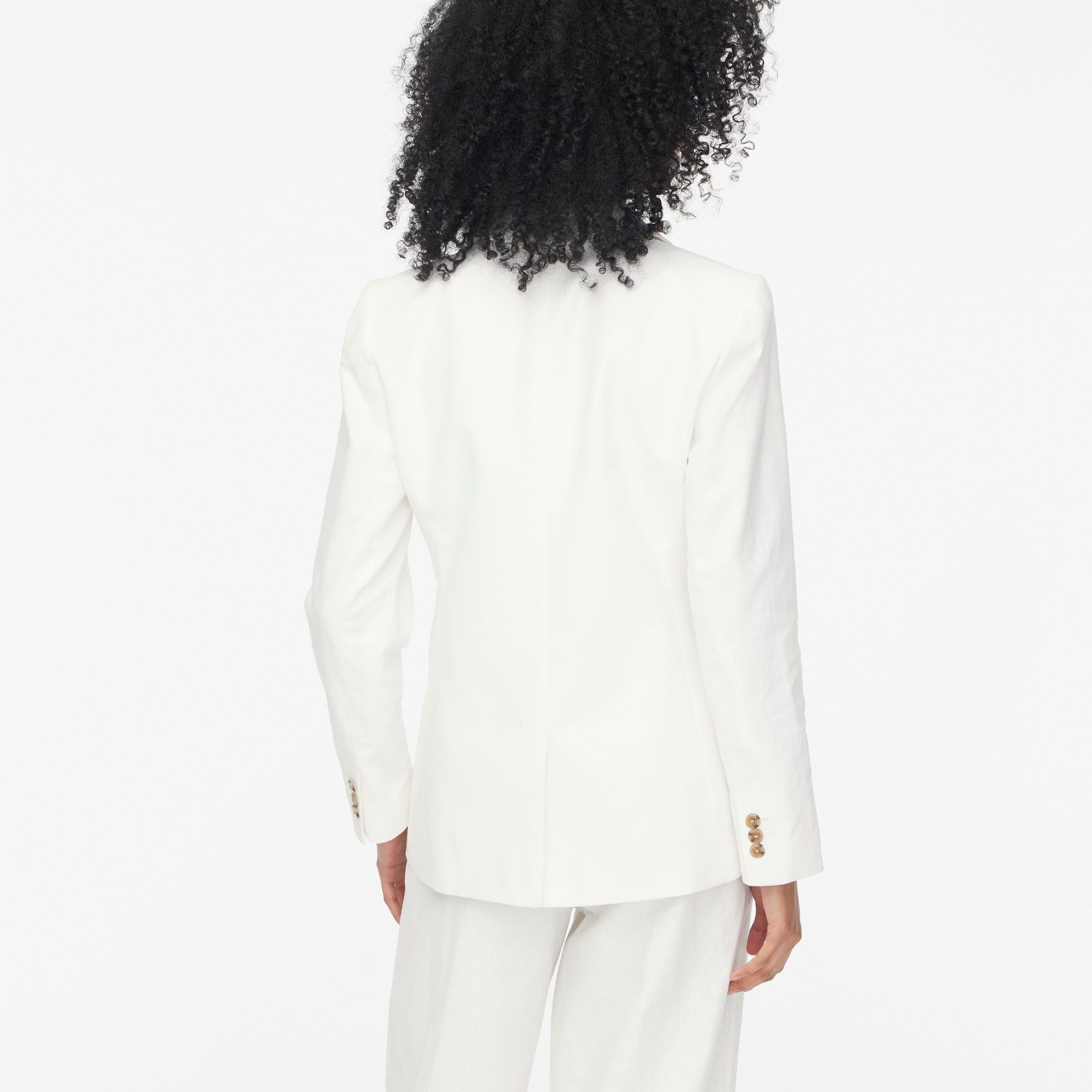 Linen-blend one-button blazer