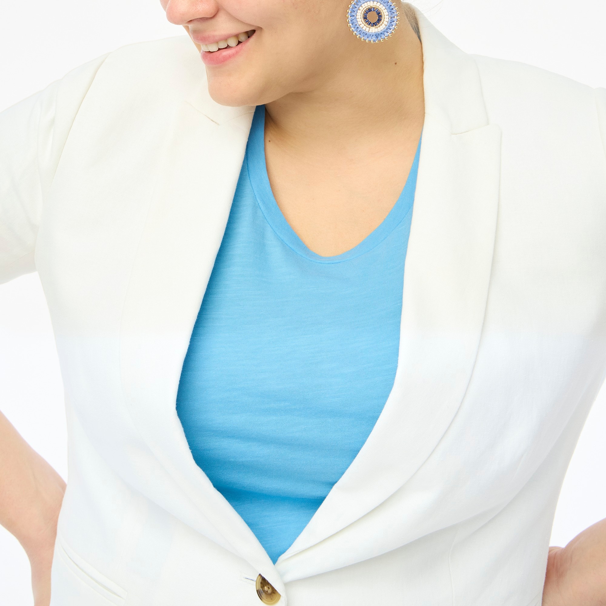 Linen-blend one-button blazer