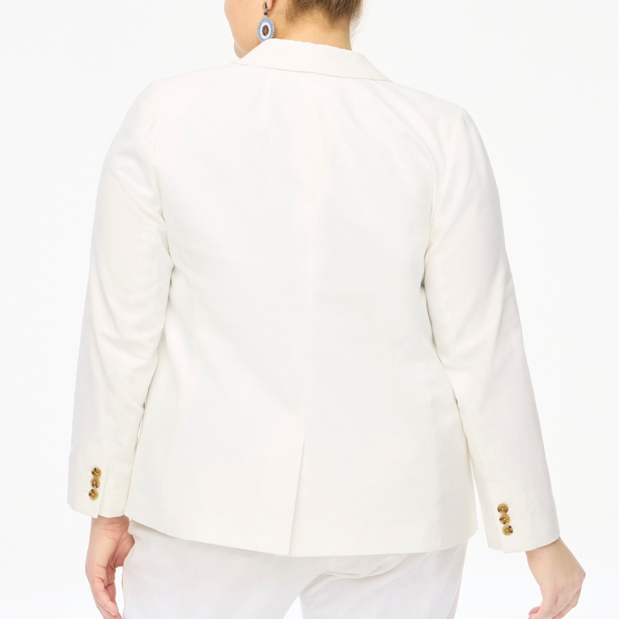Linen-blend one-button blazer