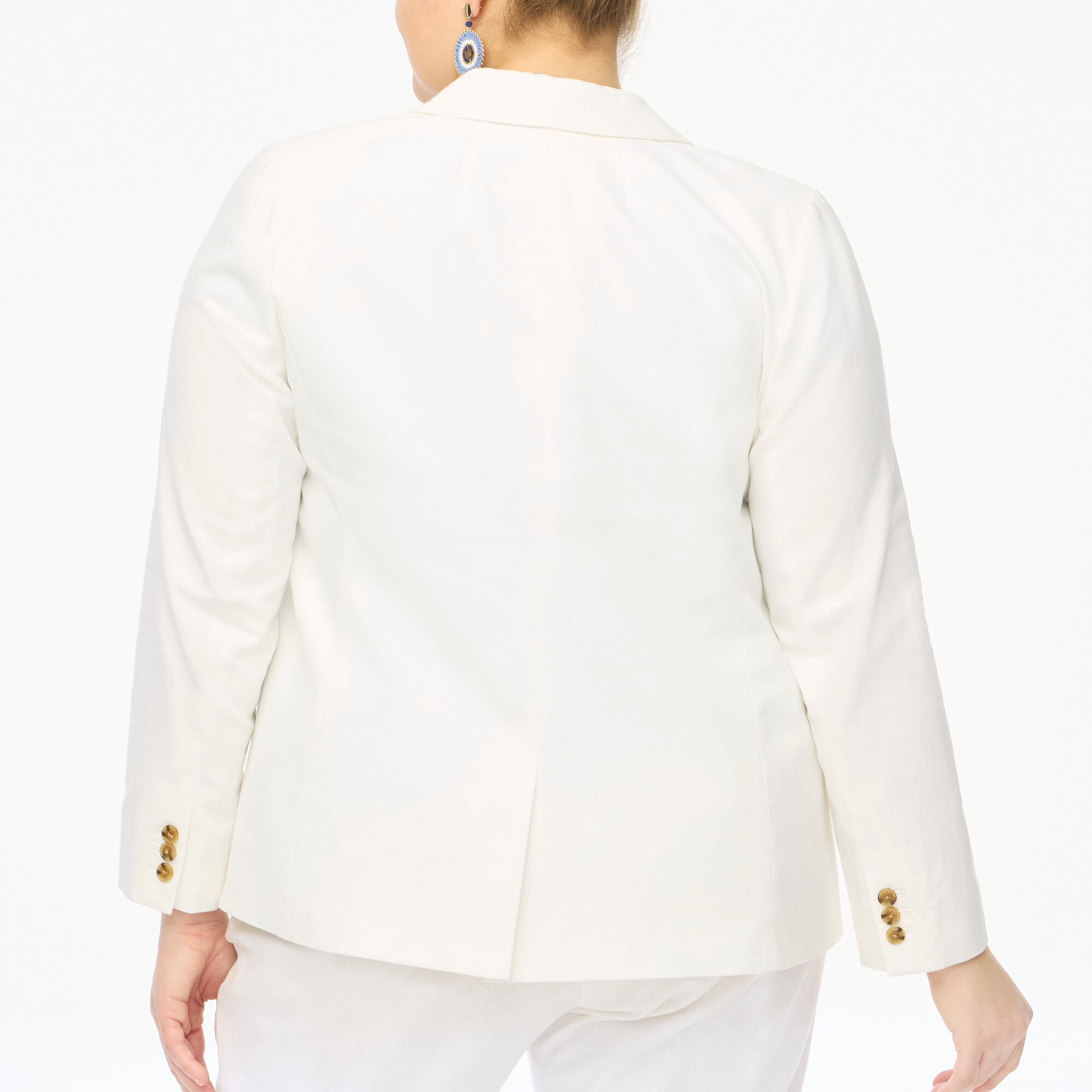 Linen-blend one-button blazer