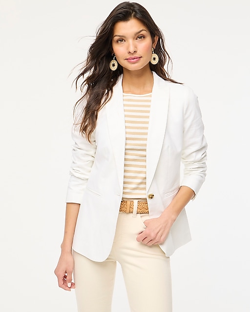 womens Linen-blend one-button blazer