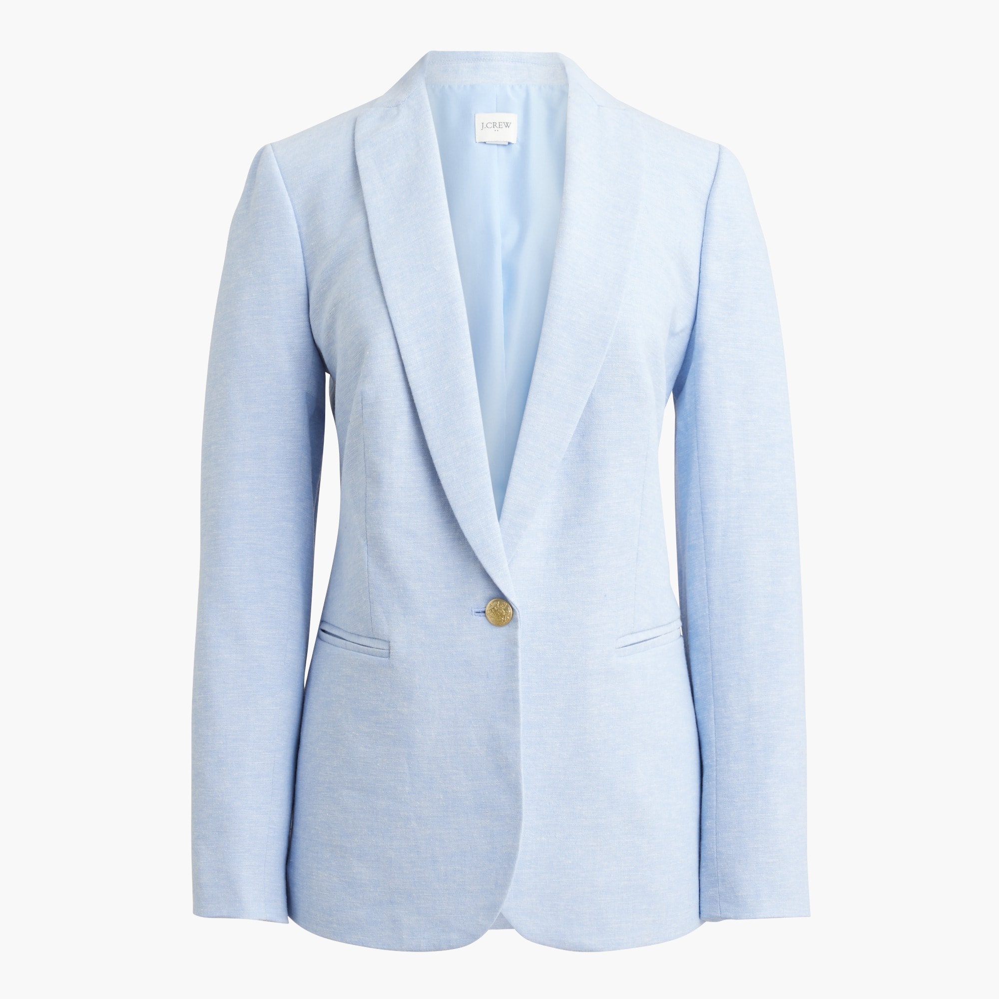 Linen-blend one-button blazer