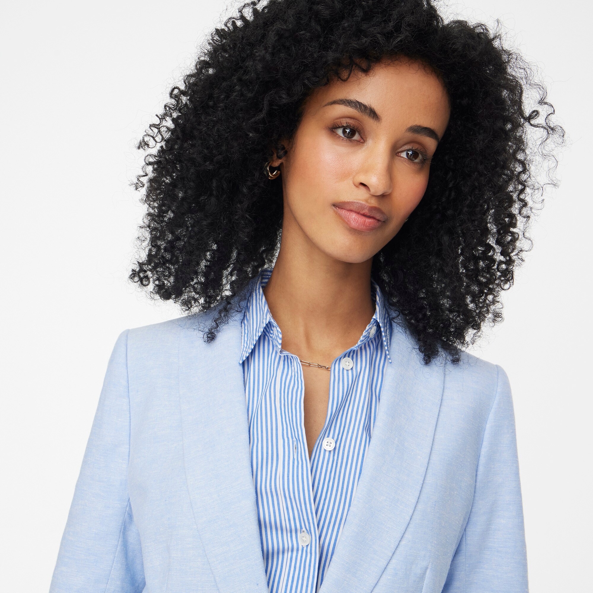 Linen-blend one-button blazer