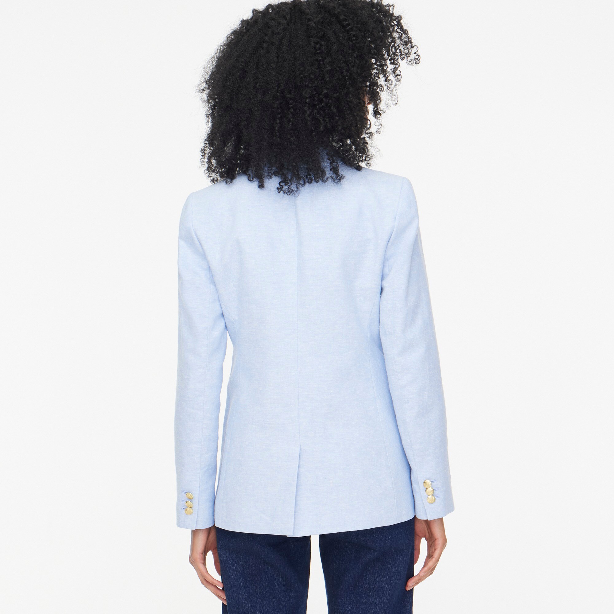 Linen-blend one-button blazer