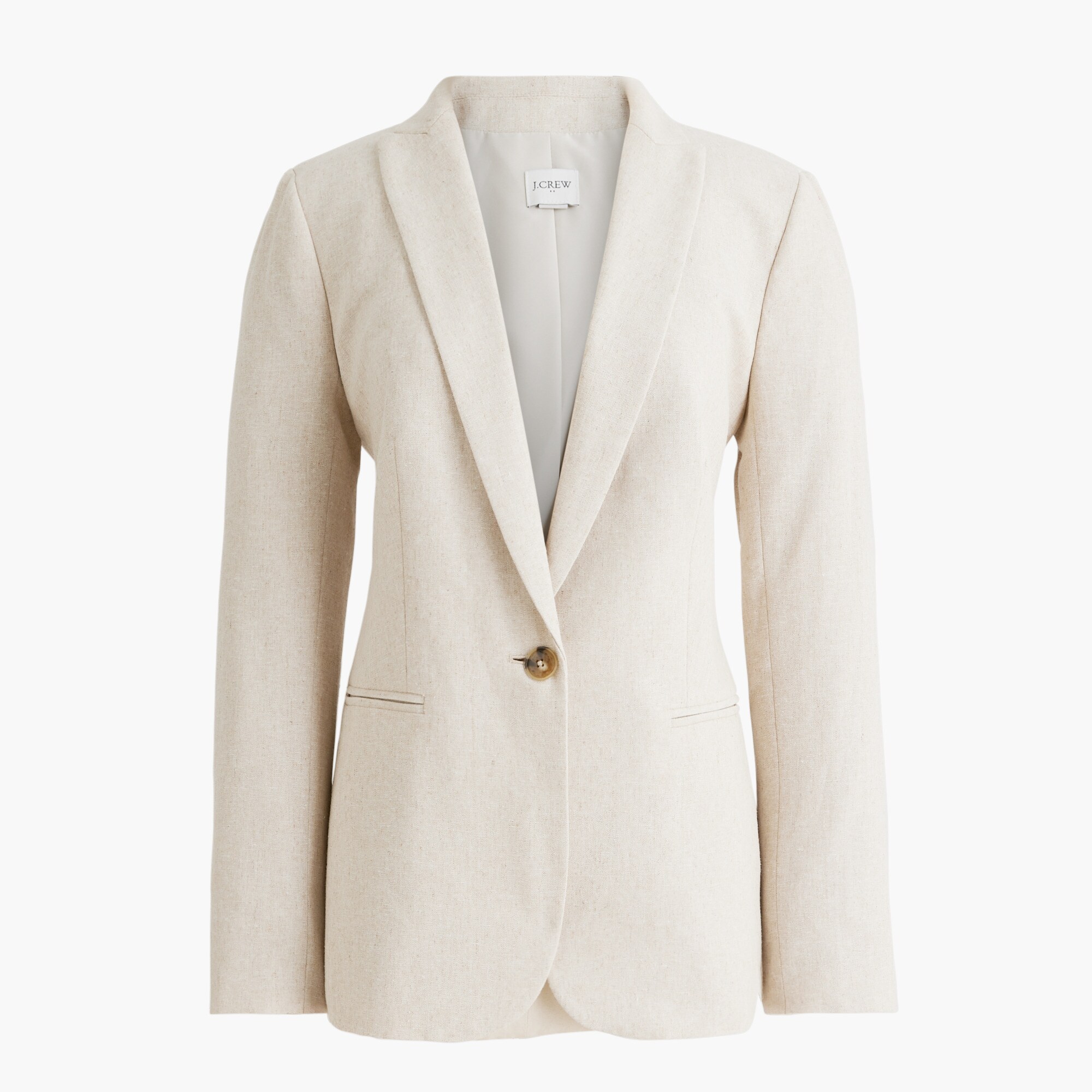Linen-blend one-button blazer