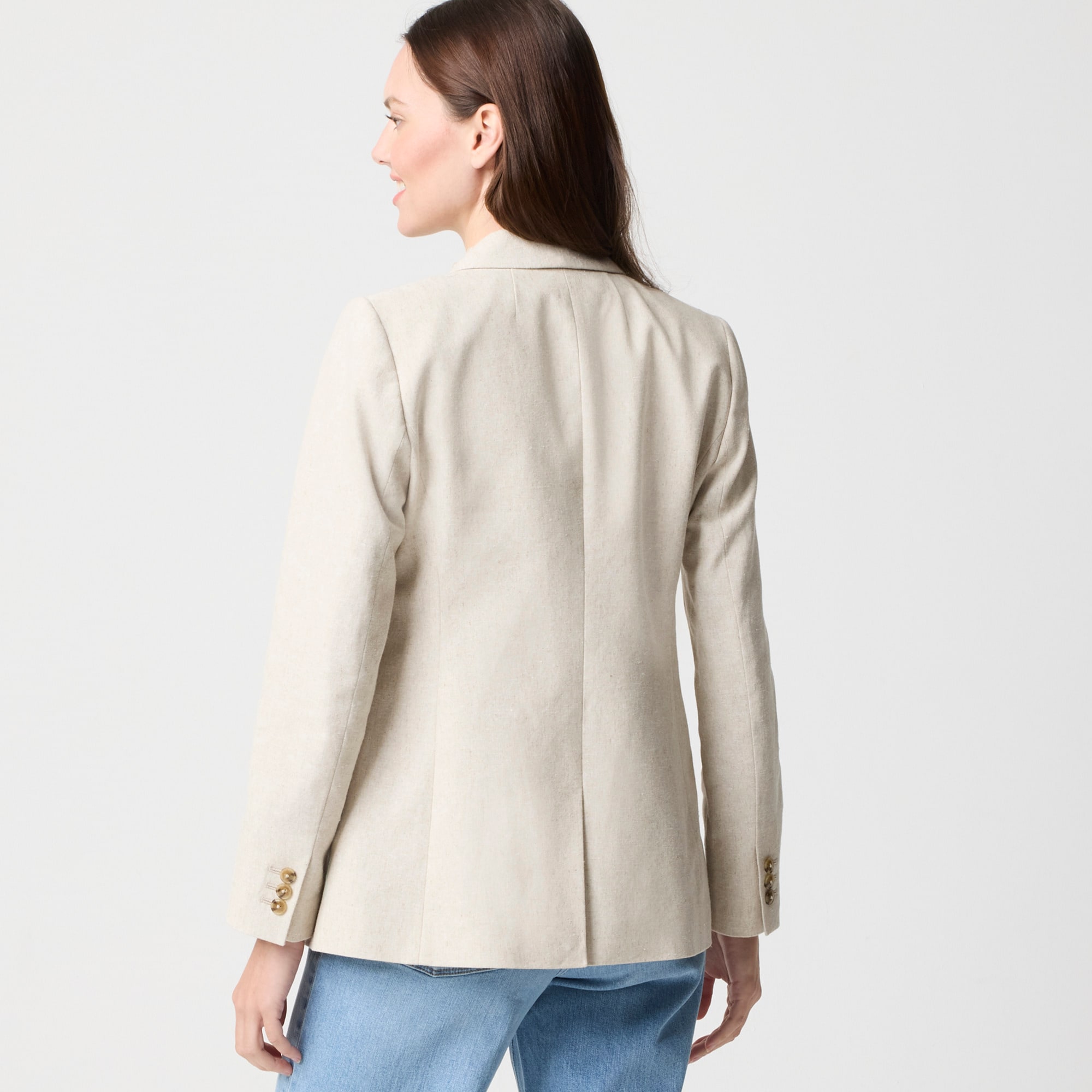 Linen-blend one-button blazer