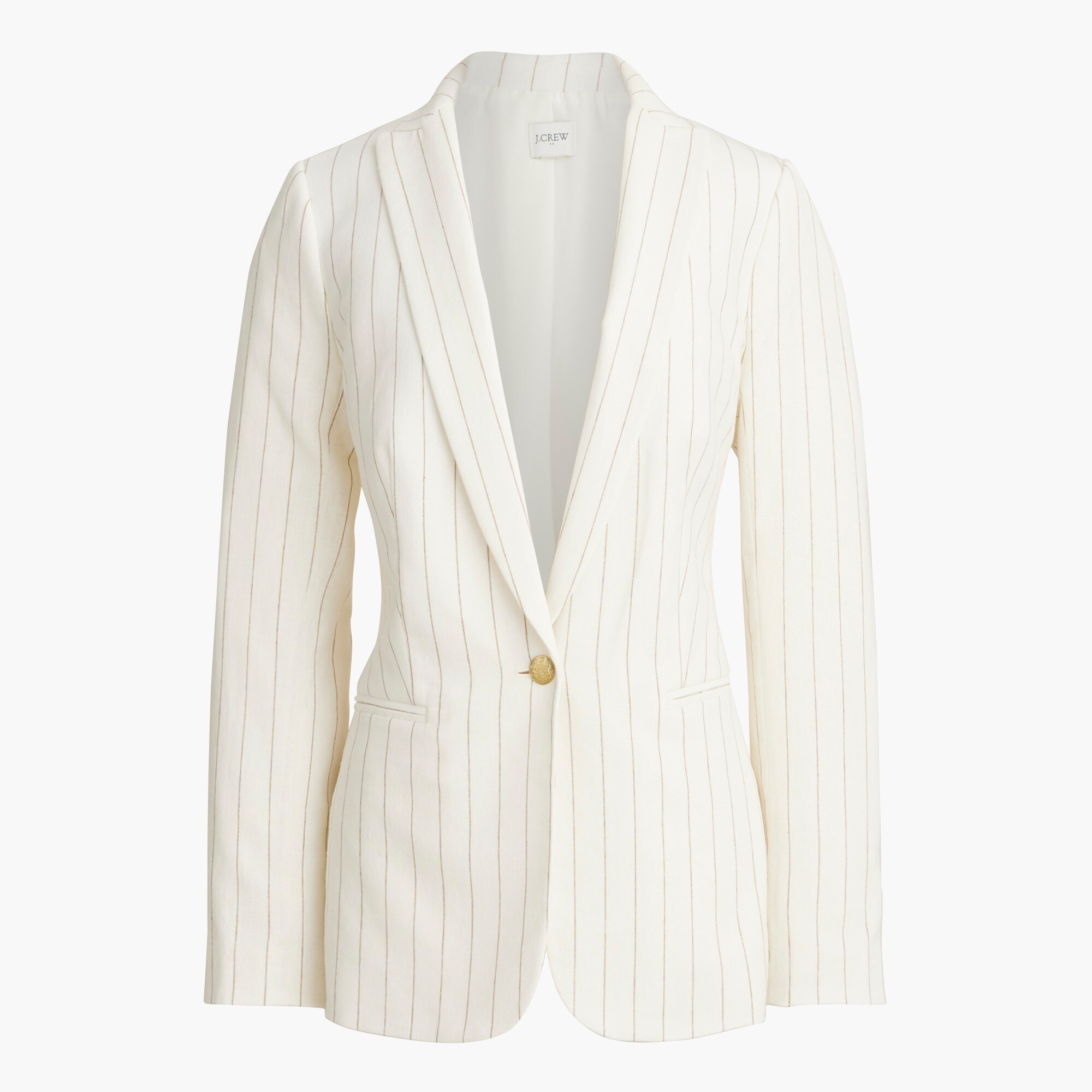 Linen-blend one-button blazer