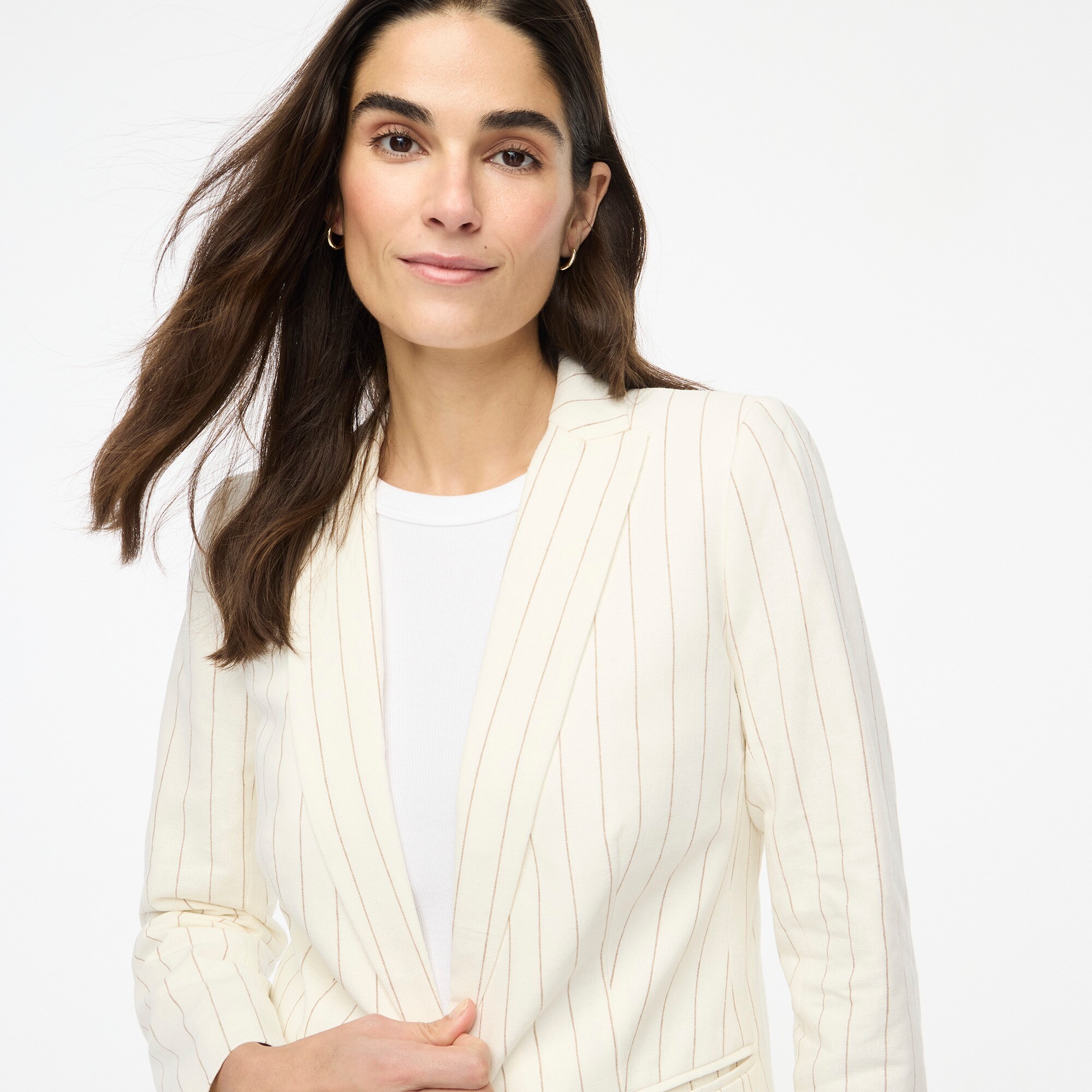 Linen-blend one-button blazer