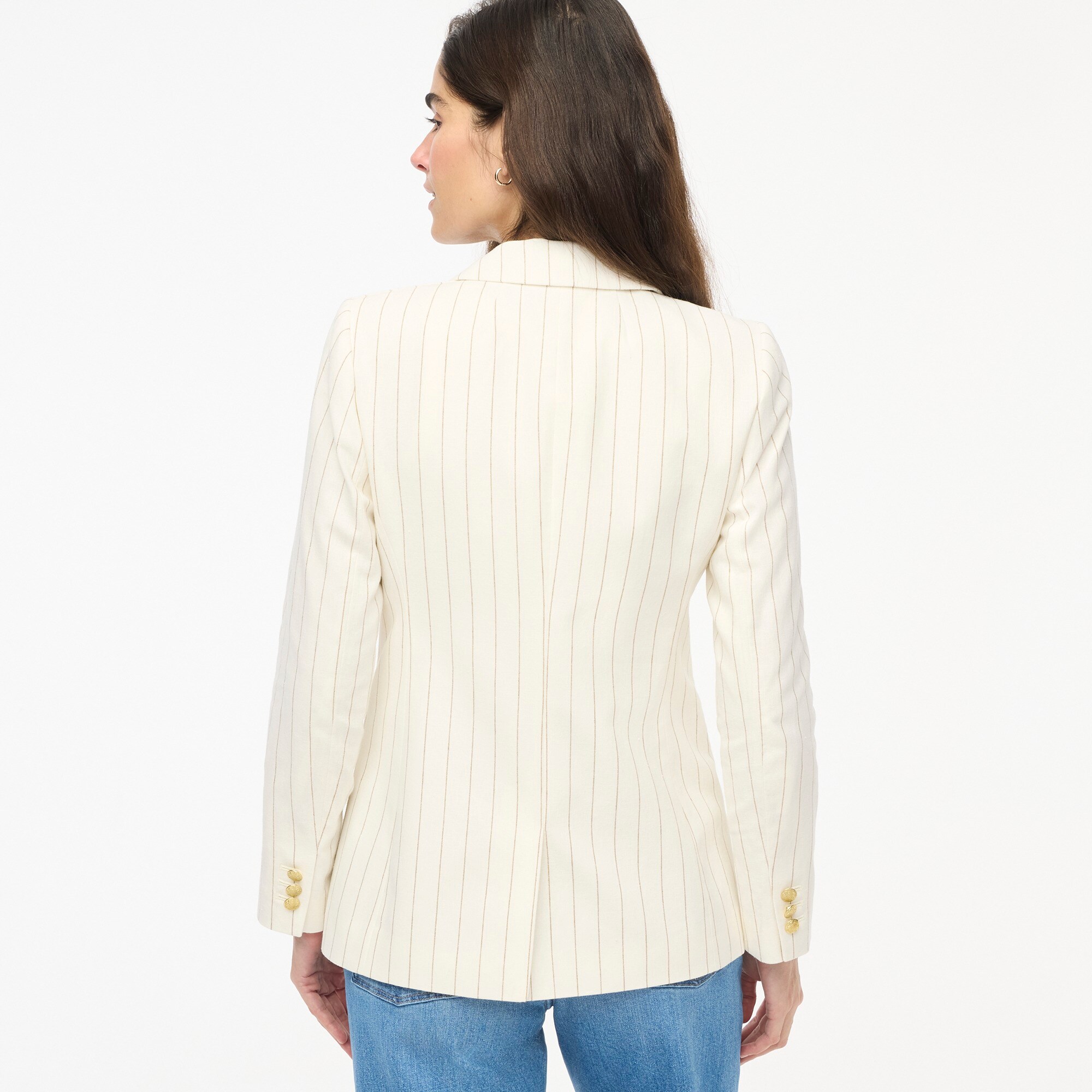 Linen-blend one-button blazer