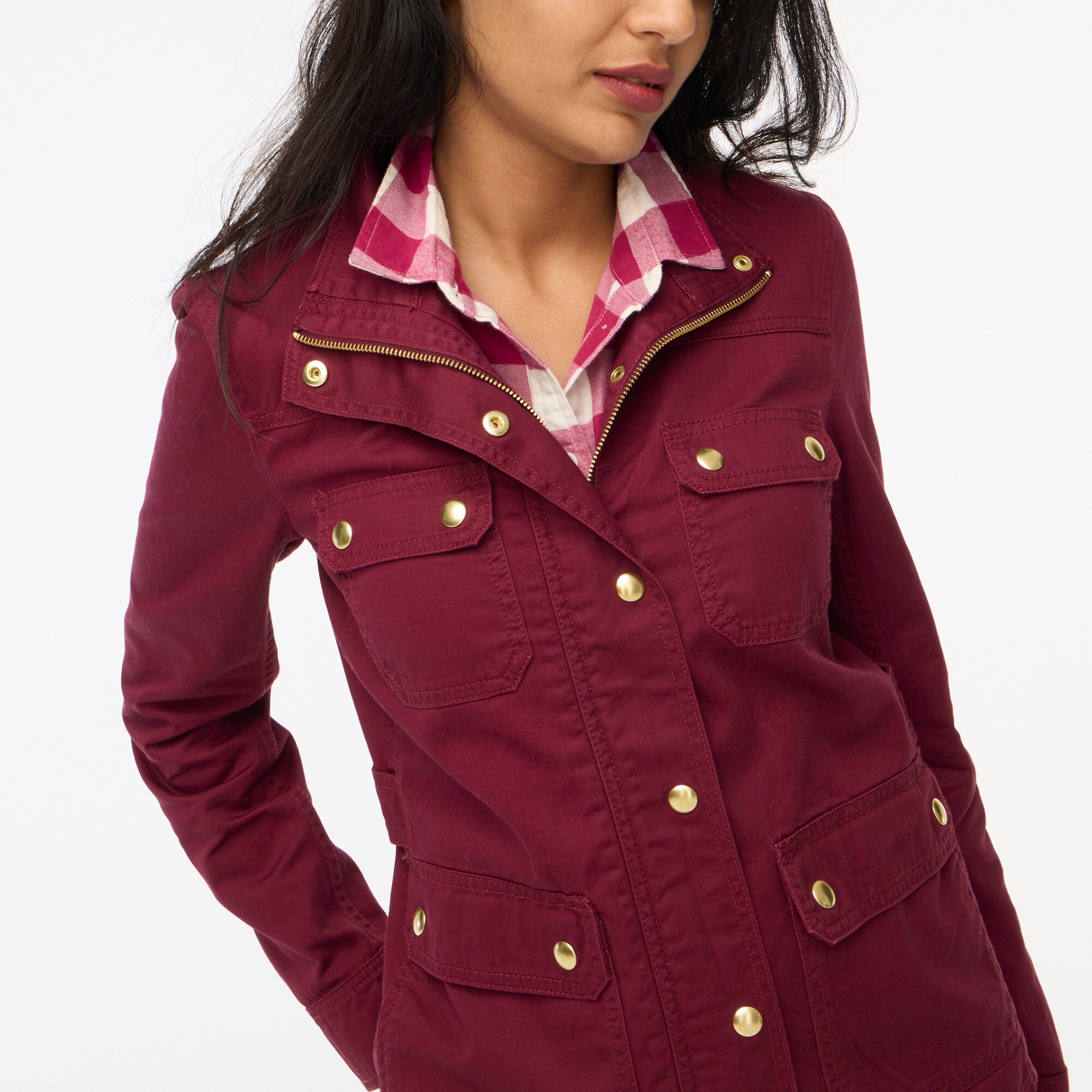 Burgundy utility jacket women's clearance