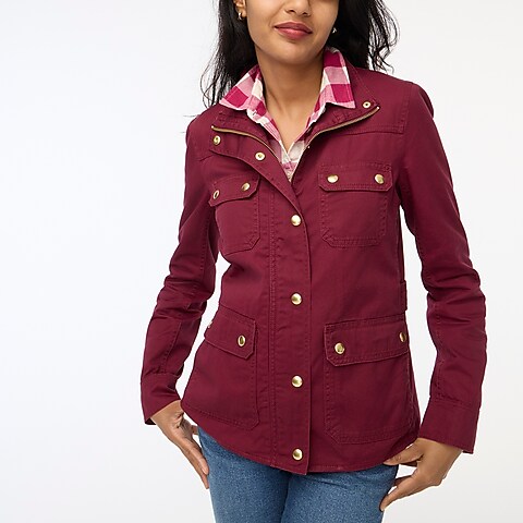womens Resin-coated twill field jacket