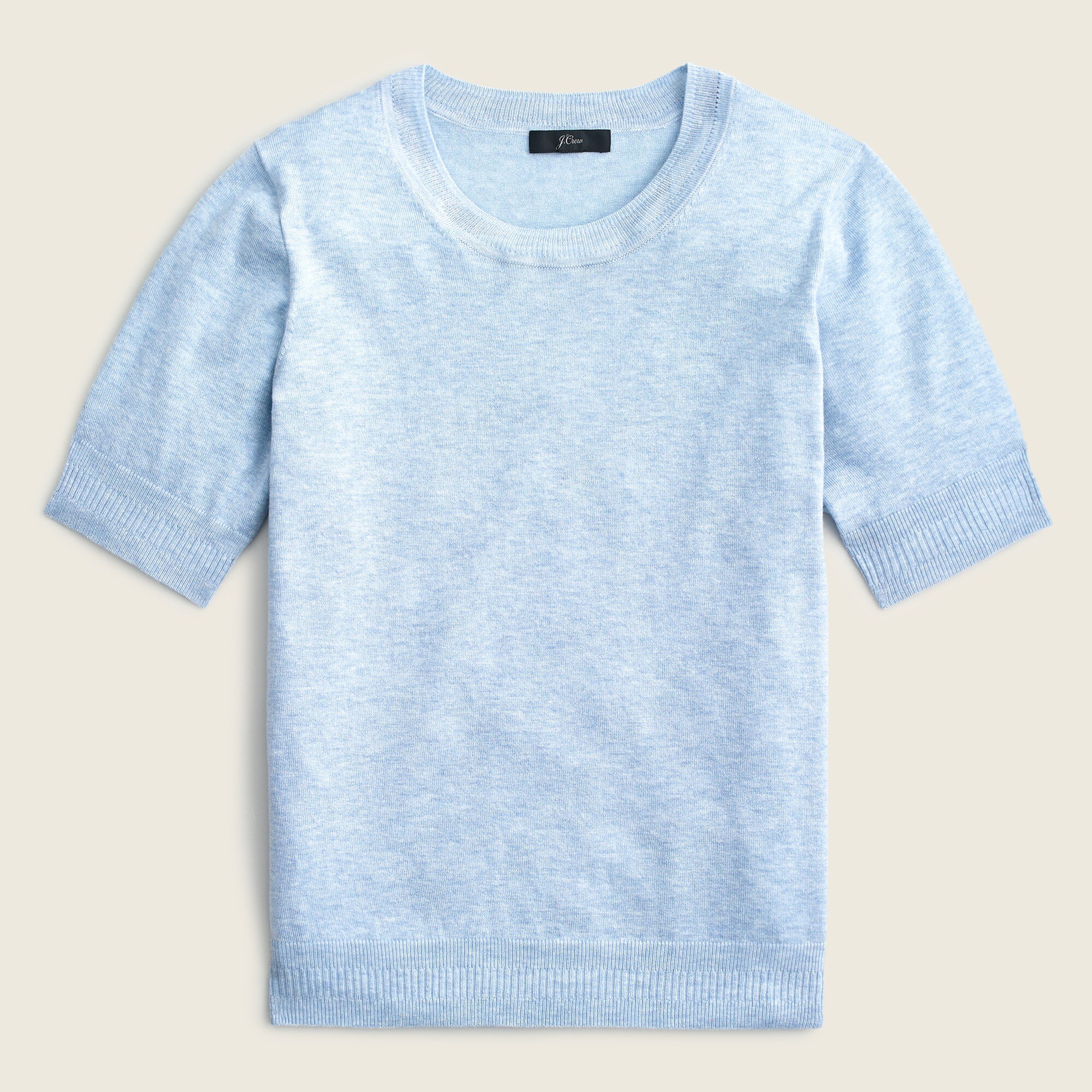 Short-sleeve silk-blend crewneck sweater