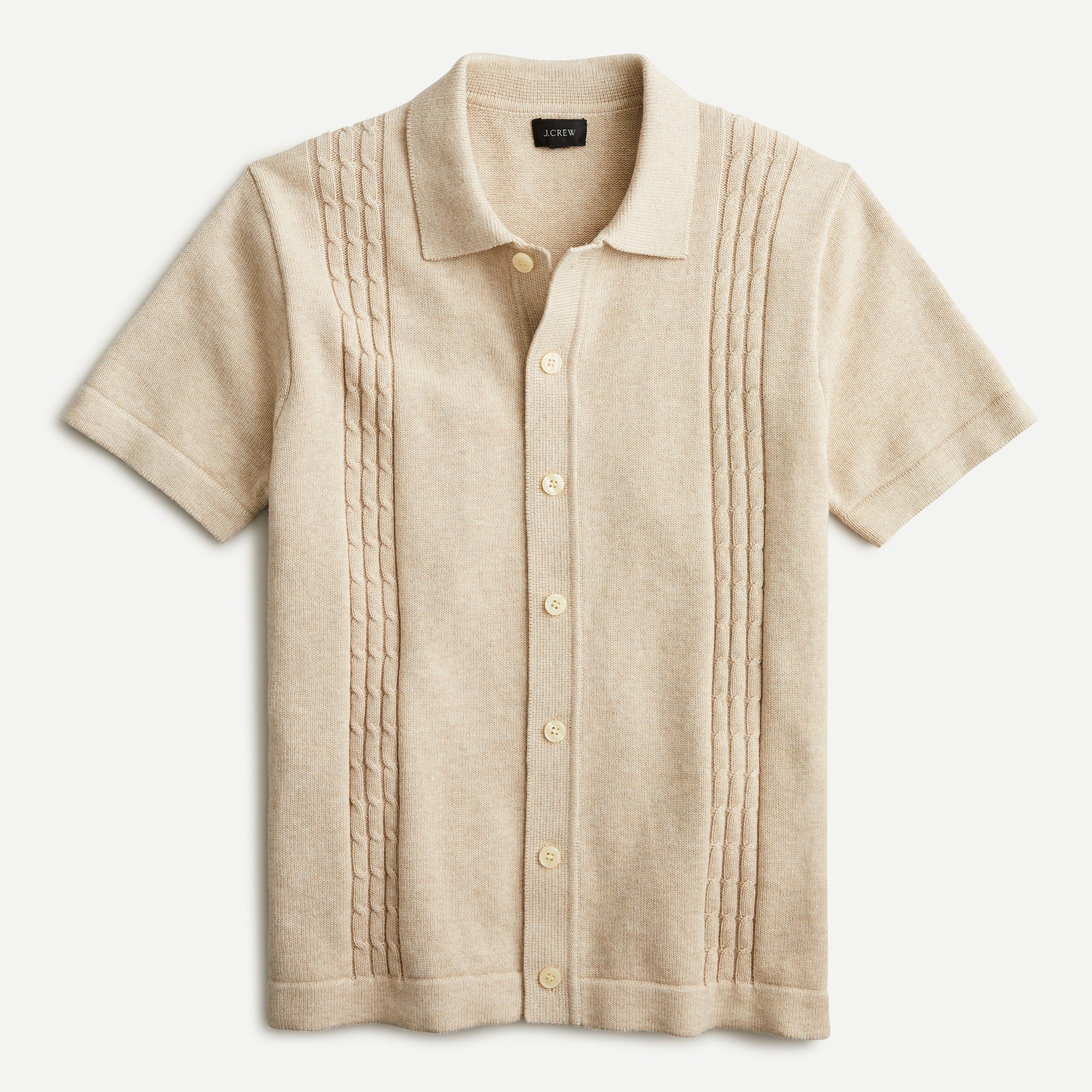 J.Crew Cotton Cable knit Short sleeve Polo Cardigan Sweater For Men