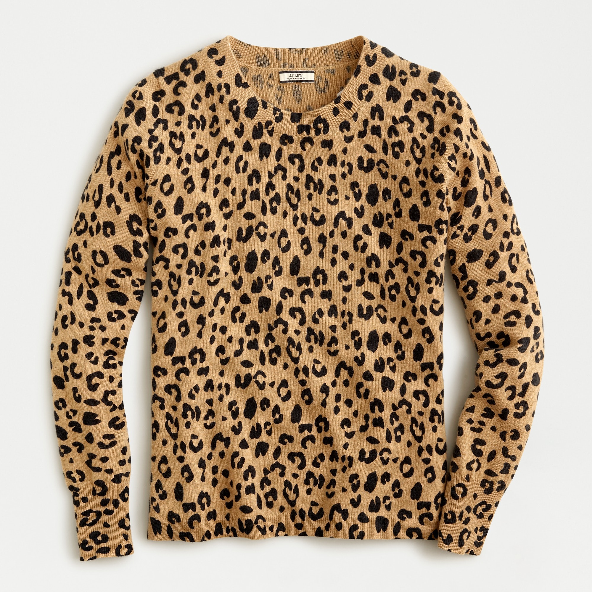 J.Crew: Cashmere Crewneck Sweater In Leopard For Women