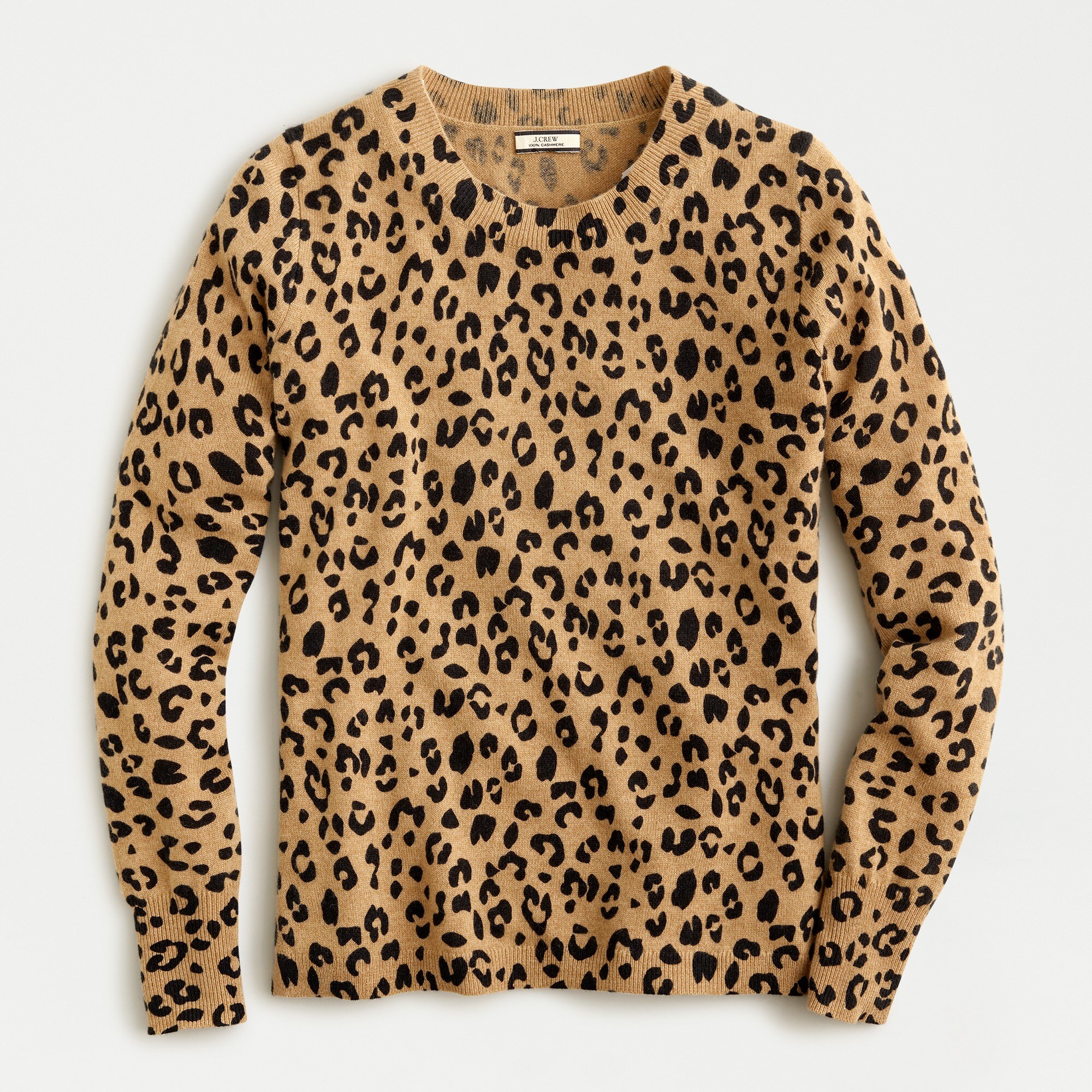 Cashmere crewneck sweater in leopard