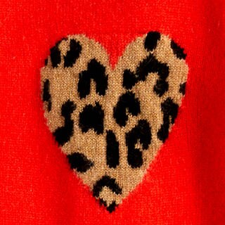 Cashmere crewneck sweater with leopard heart SWEET PERSIMMON LEOPARD j.crew: cashmere crewneck sweater with leopard heart for women