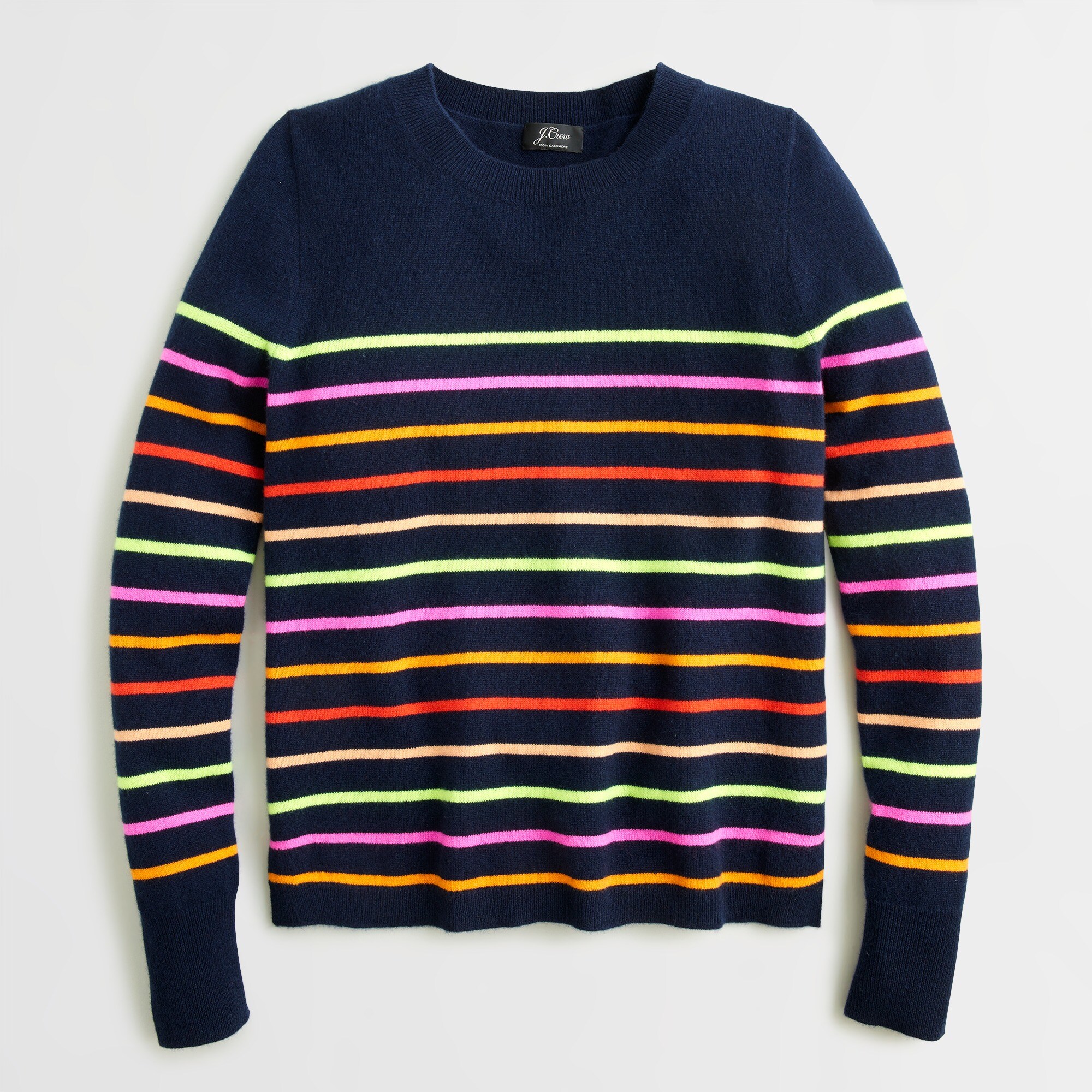 Cashmere Crewneck Sweater In Navy Stripe For Women | J.Crew