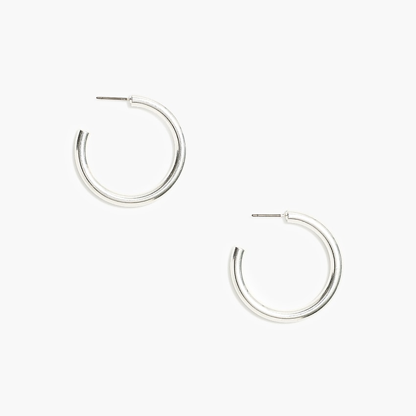 factory: thick hoop earrings for women, right side, view zoomed