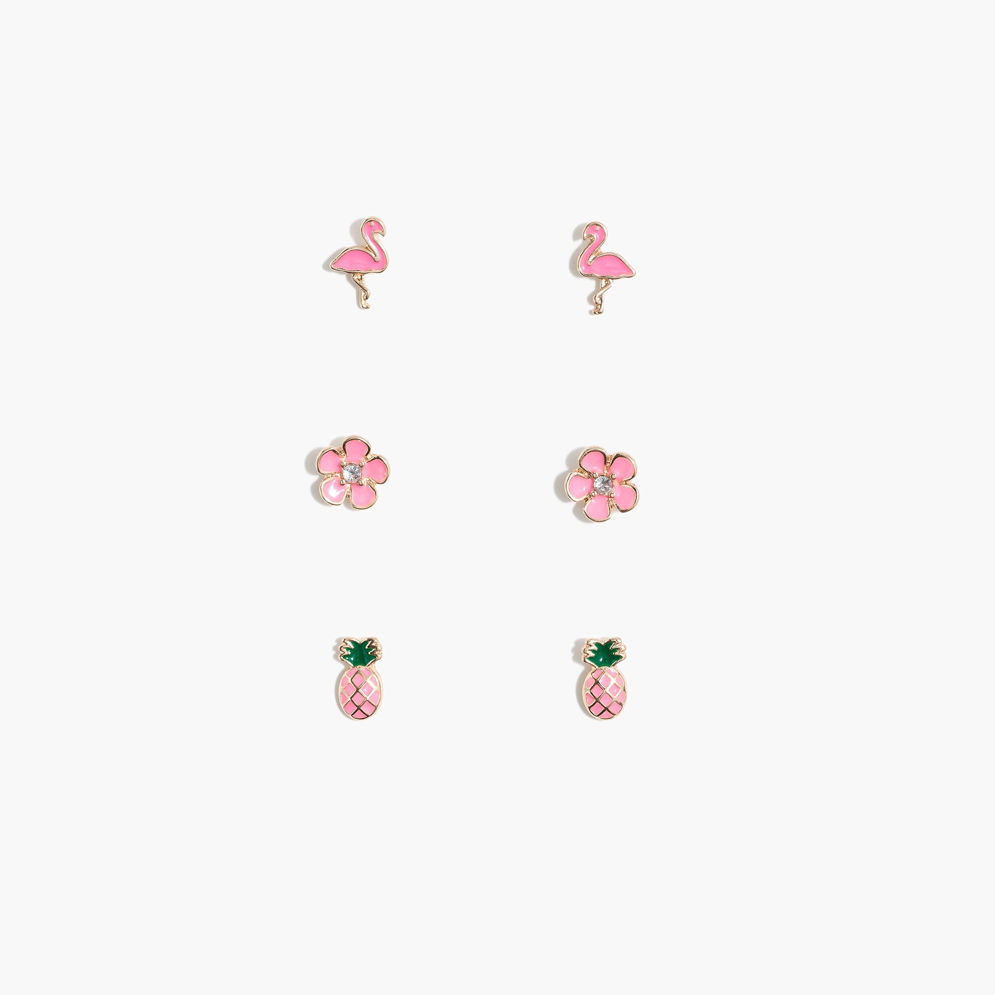 Girls' flamingo earring three-pack